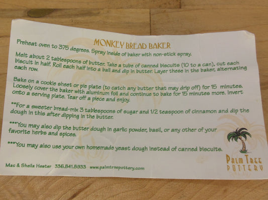 Palm Tree Pottery Monkey Bread Instructions Recipe