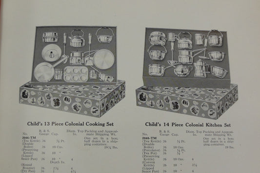 Mirro 1928 Child's Toy Kitchen Cookware Sets
