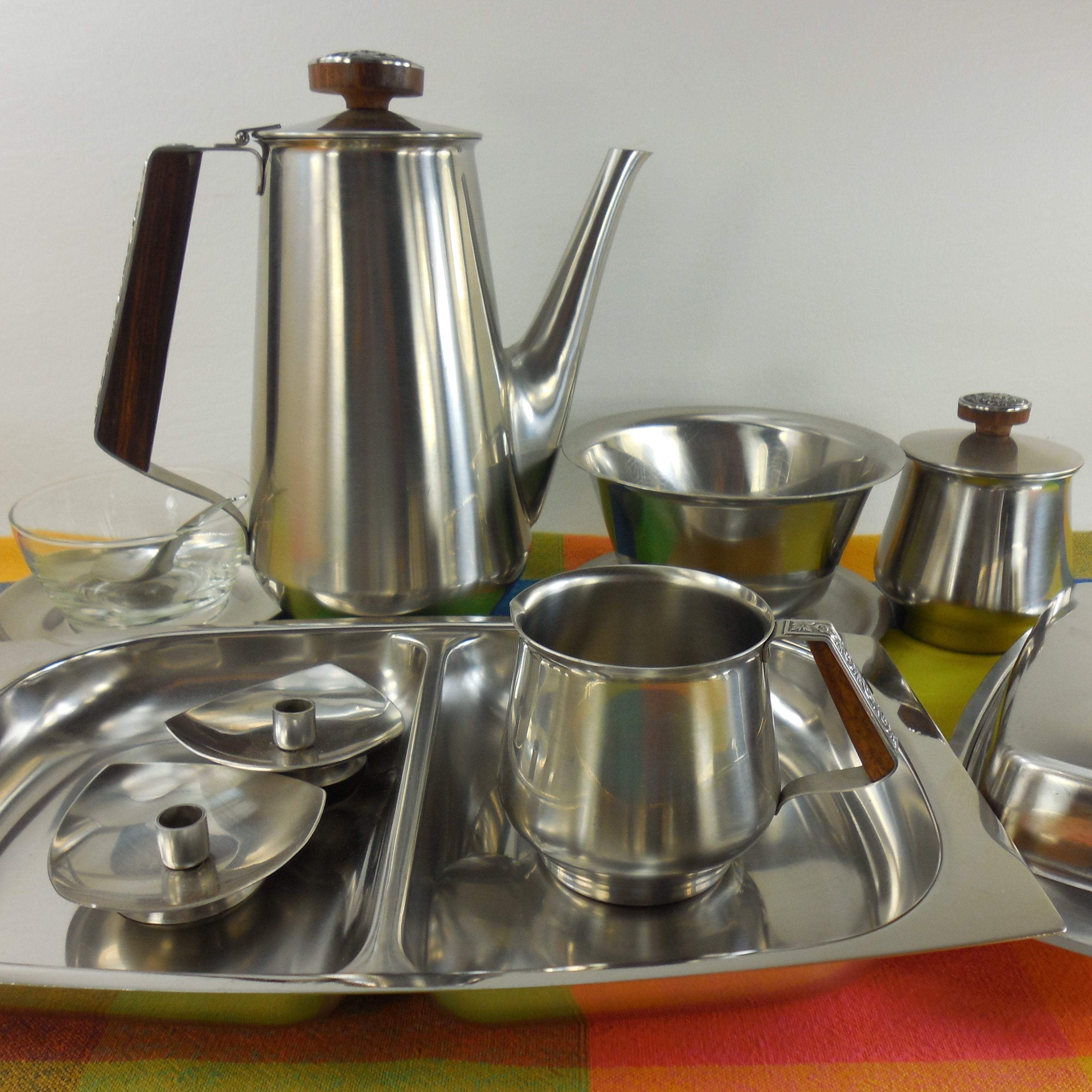 Fraser's Cultura Stainless Steel Chrome store Dining Set Bowls Plates