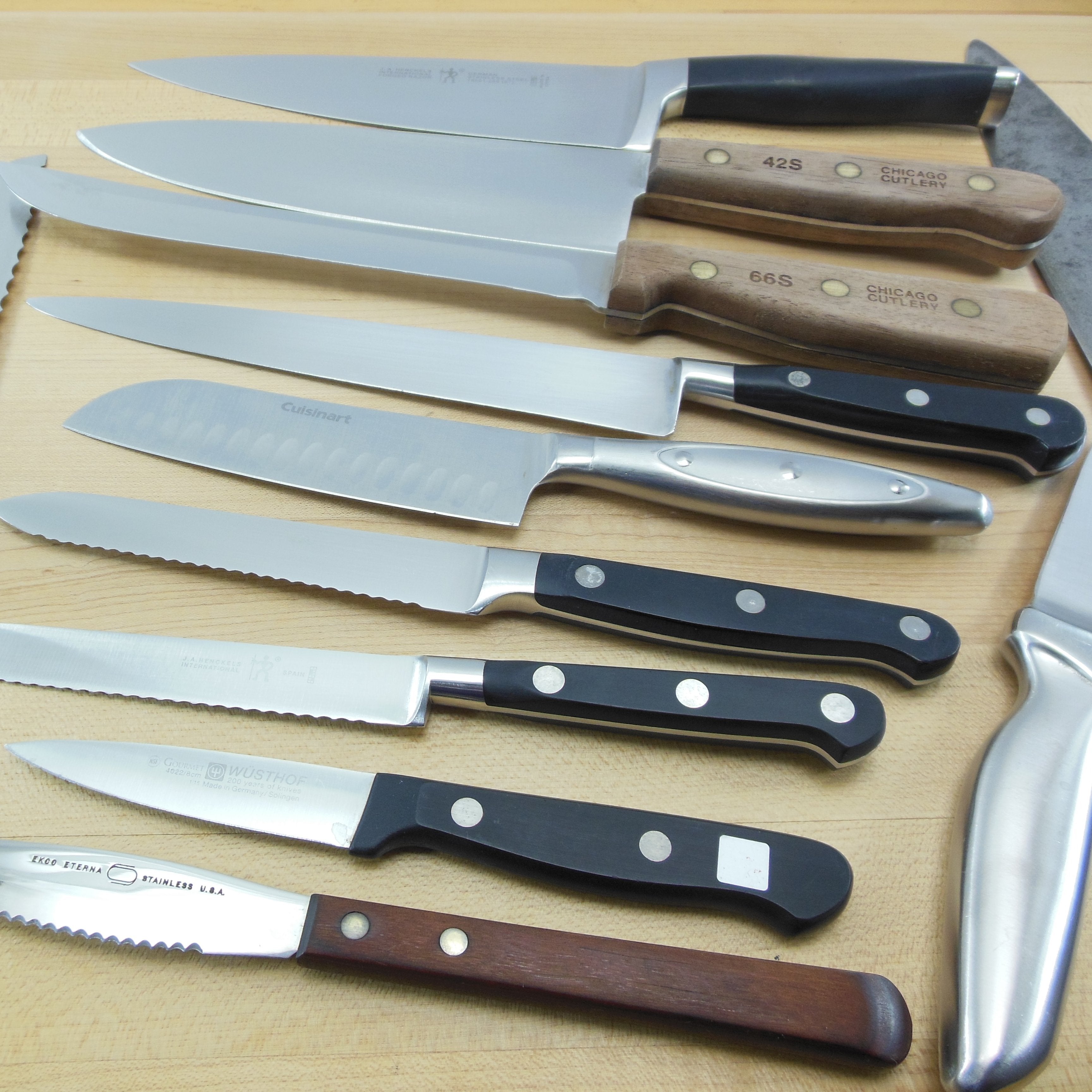 large lot kitchen knives, paring knives, carving knives, vintage Chicago  Cutlery