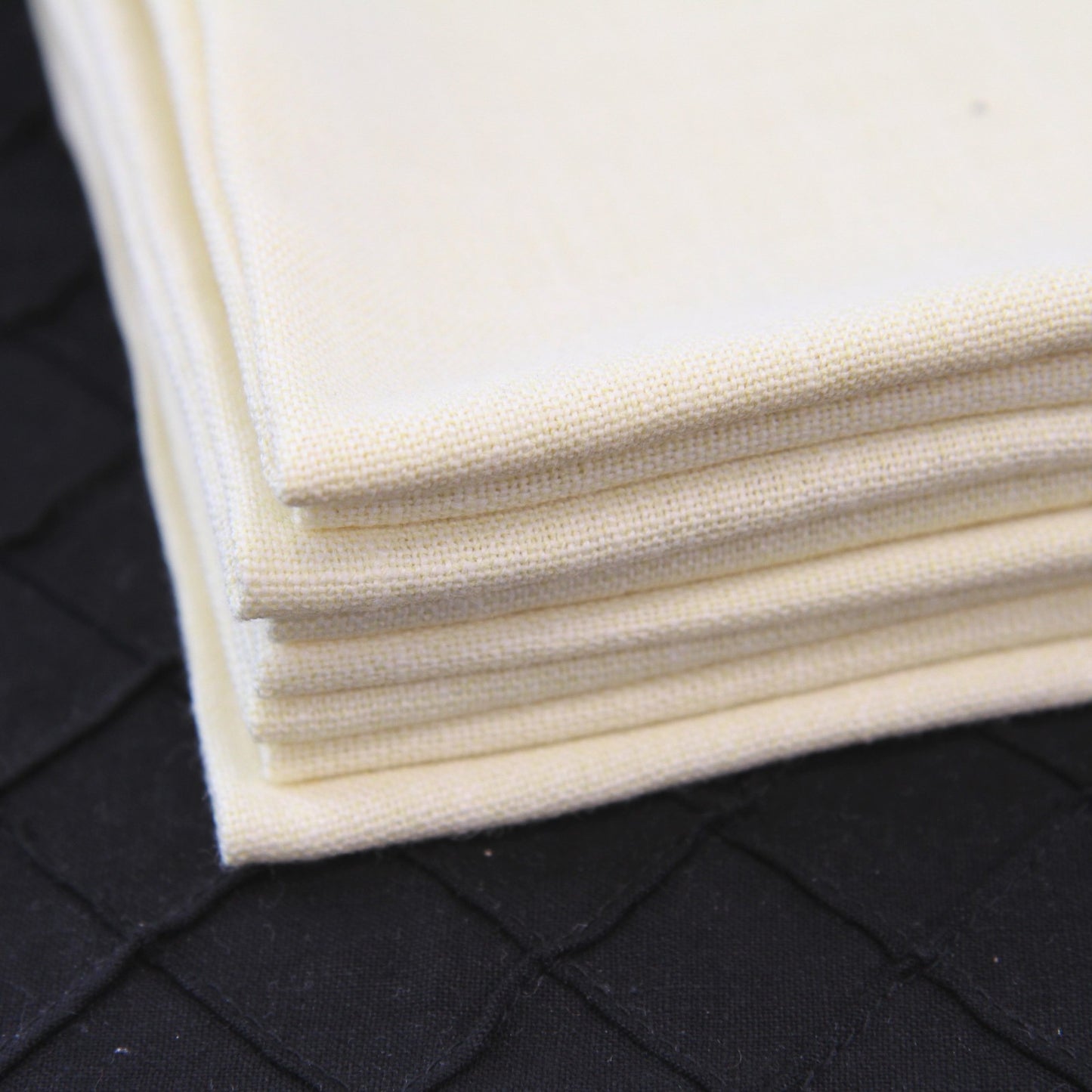 Set 8 Vintage Yellow Linen Napkins Fringe Edge 16" Square