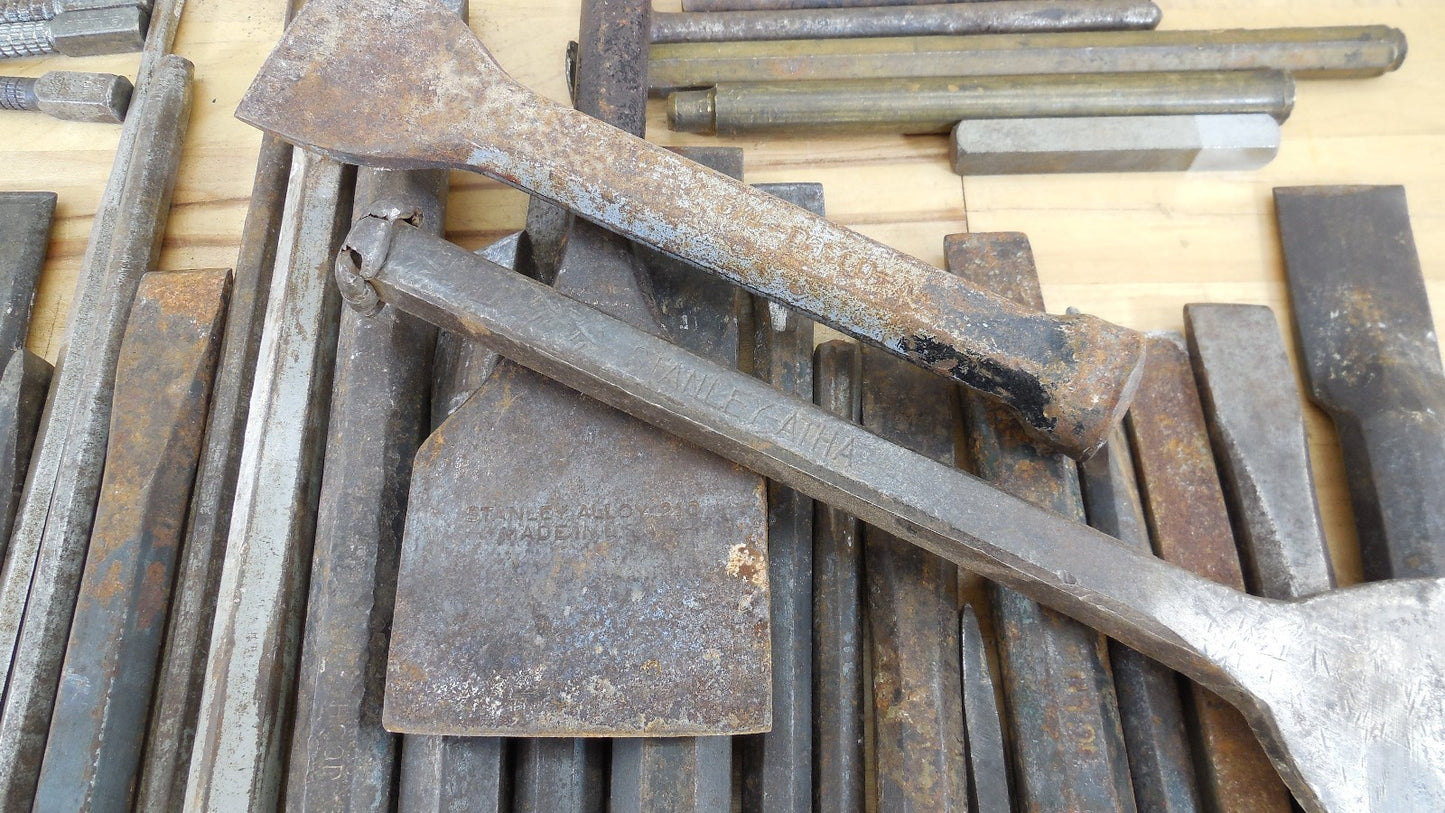 Estate 55 Lot Metal Cold Chisels Punch Nail Set Drifts Stanley Craftsman Etc.