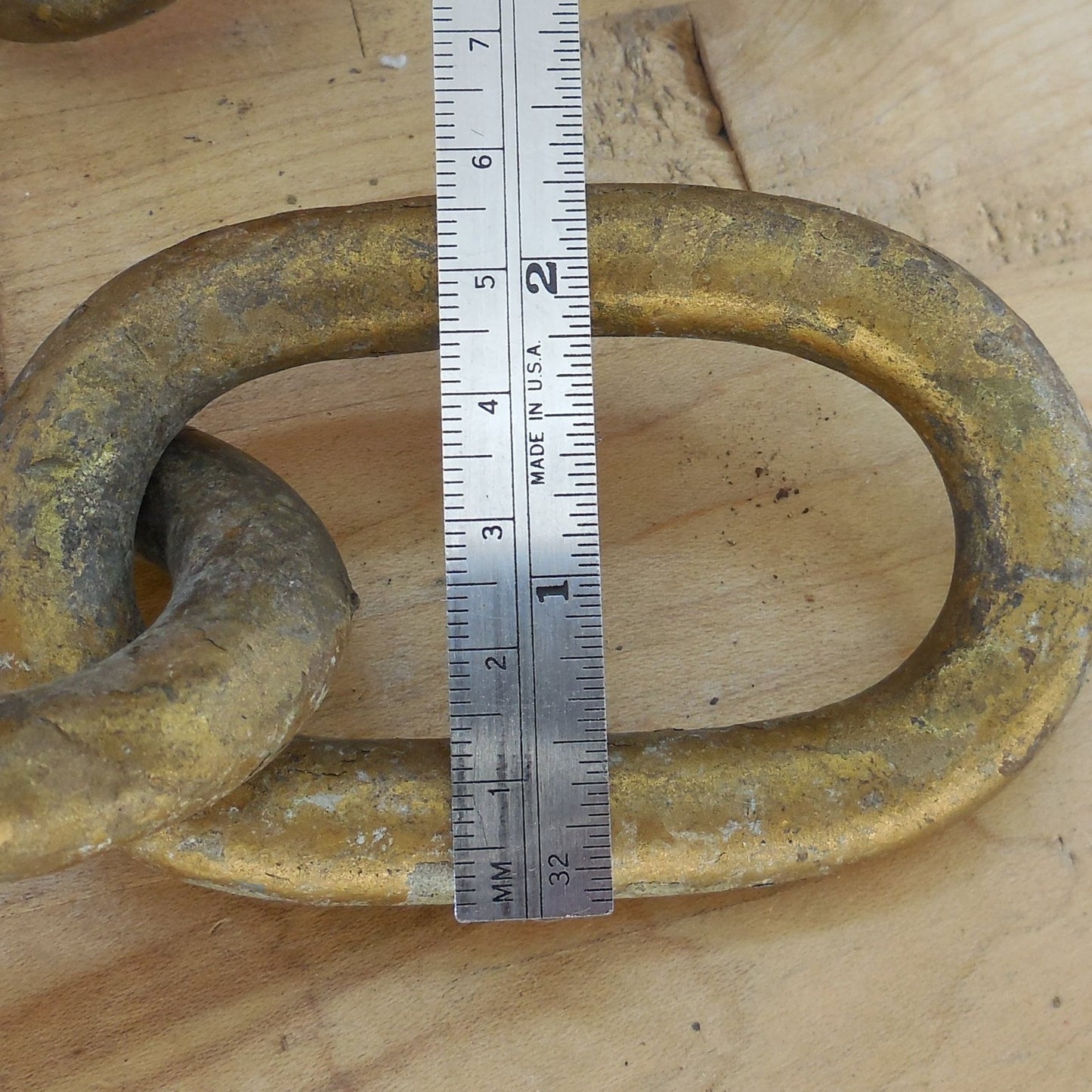 Antique Gold tone Cast Iron 1/2" Chandelier 5 Link Chain 2.25" x 3.75" Heavy