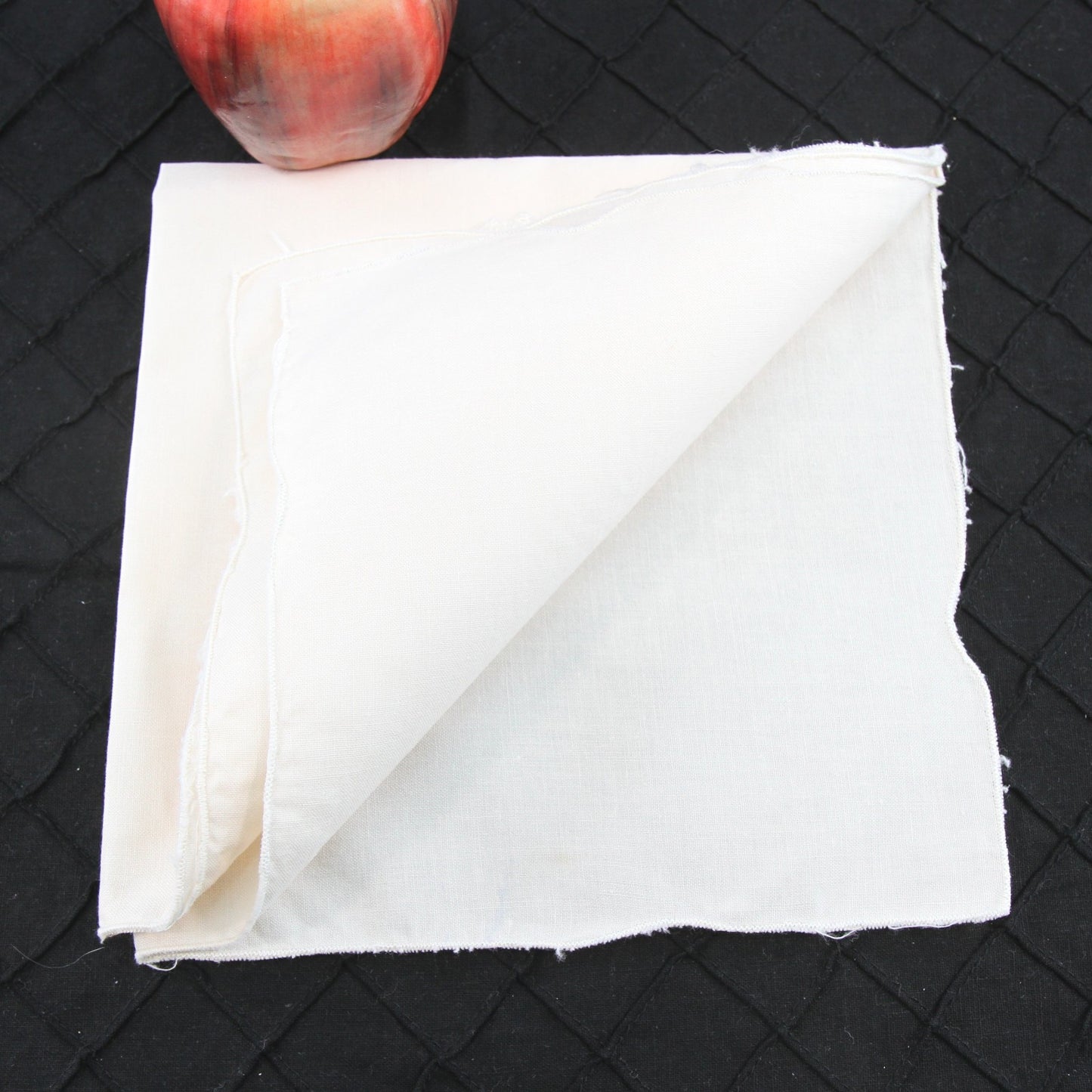 Set 8 Neutral Bone Linen Cloth Napkins With Corner Crochet 16"
