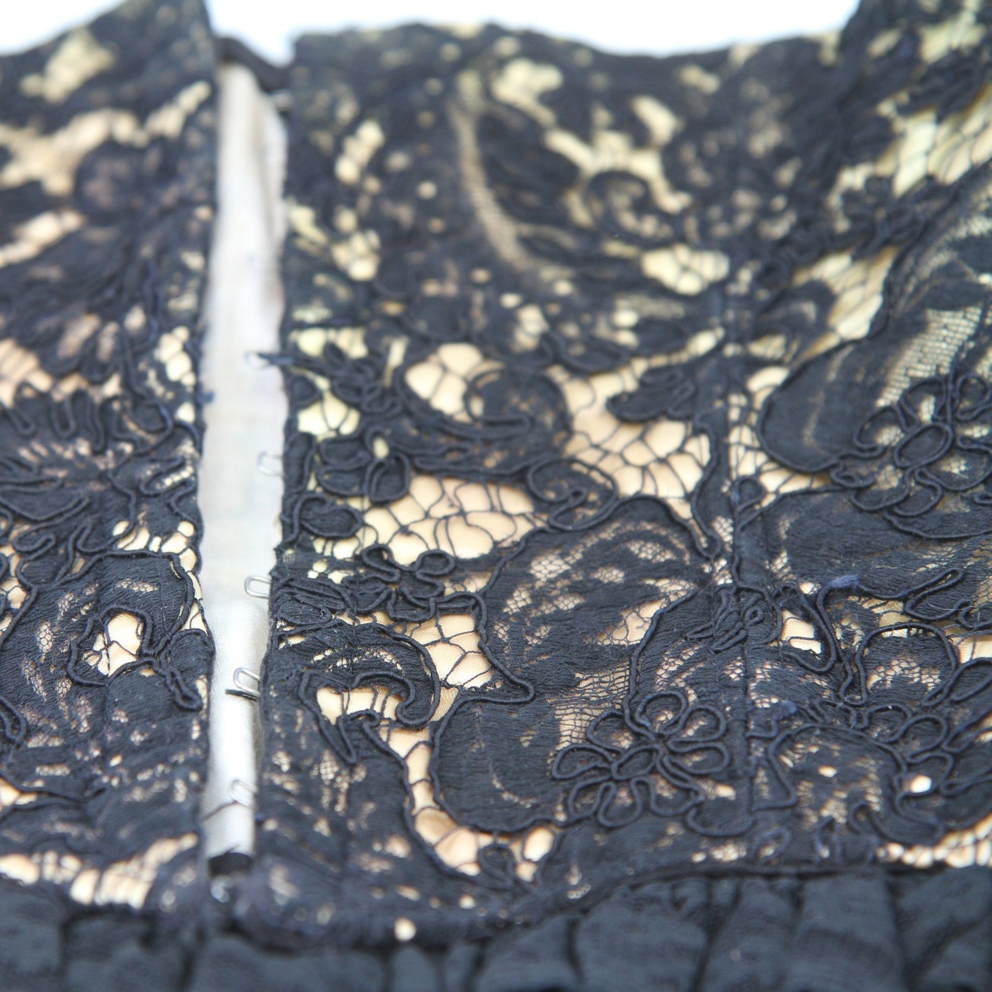 Vintage Mid Century Black Lace Satin Circus Performer Bustier
