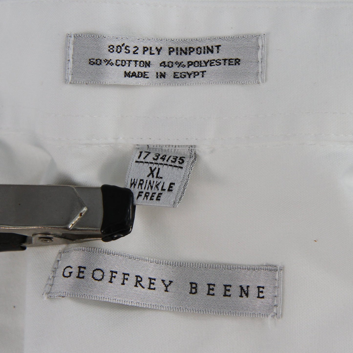 Geoffrey Beene Pinpoint Oxford Mens White Dress Shirt Cotton/Polyester 17 34/35