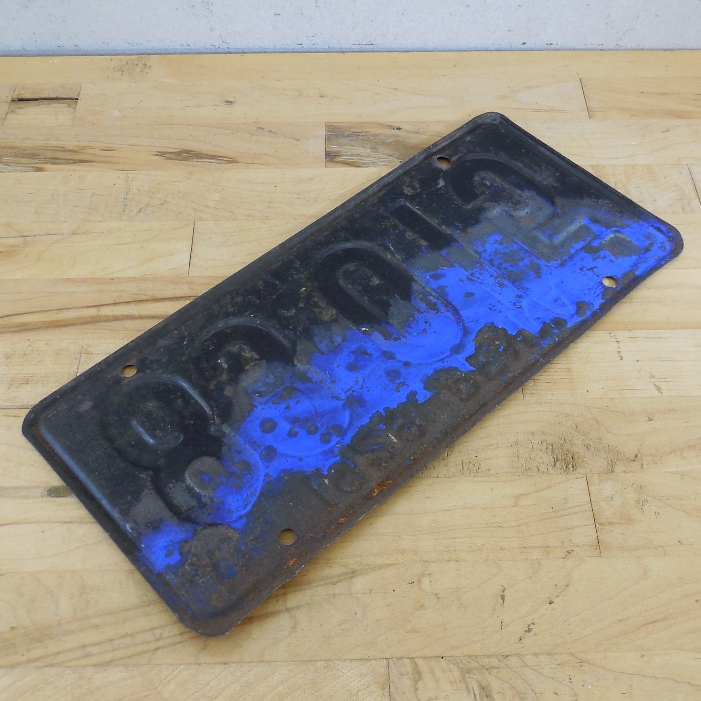 Pennsylvania Penna License Plate Tag Blue/orange 83-015 Rustic