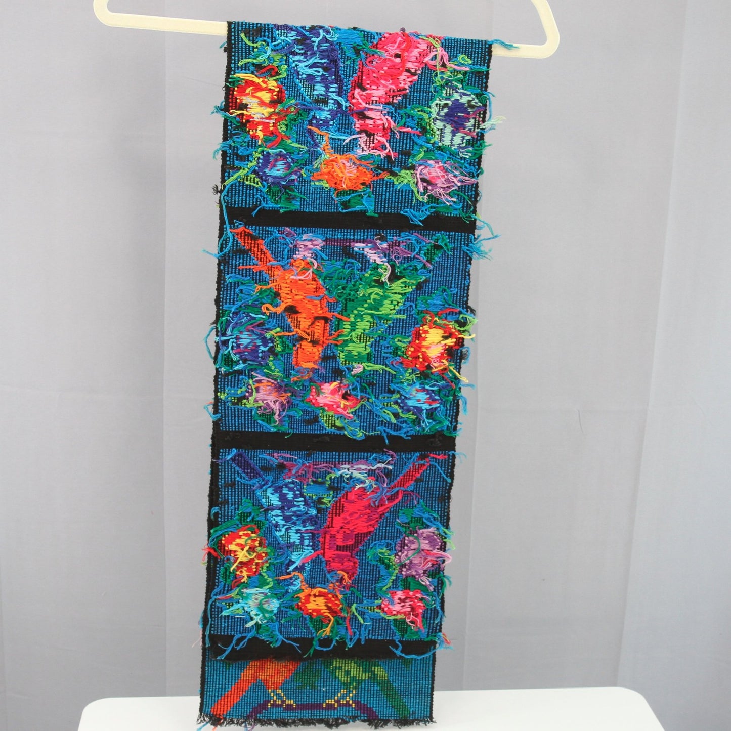 Vintage Ukrainian Woven Embroidered Table Runner Birds and Flowers