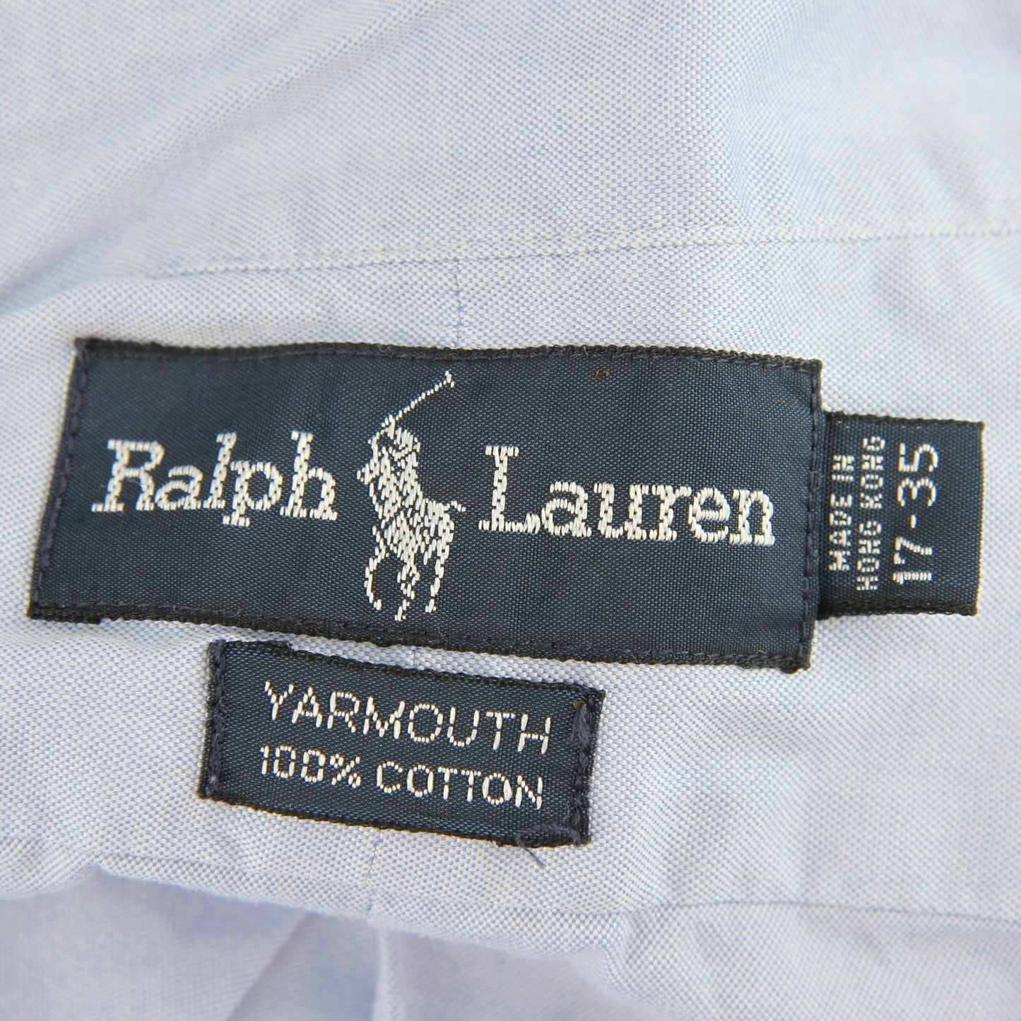 Ralph Lauren Yarmouth 100% Cotton Mens Button Down Blue Dress Shirt 17 35