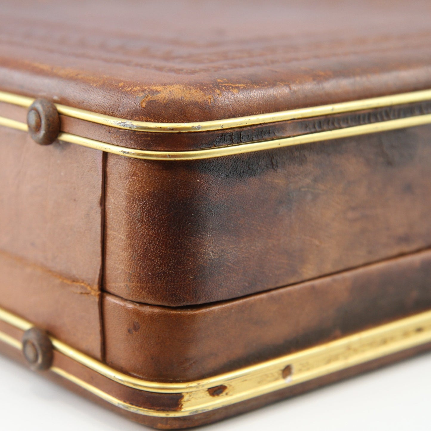 Vintage Flores Bags Embossed Leather Hard Side Briefcase for Refurb