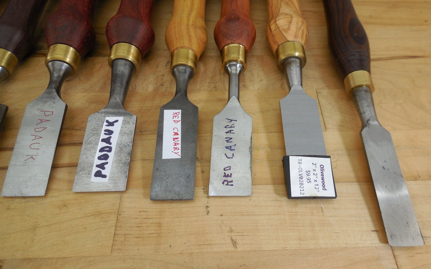 Estate 30 Vtg. Lot Tang Wood Chisels Bench With Custom Steve Wus Wood Handles