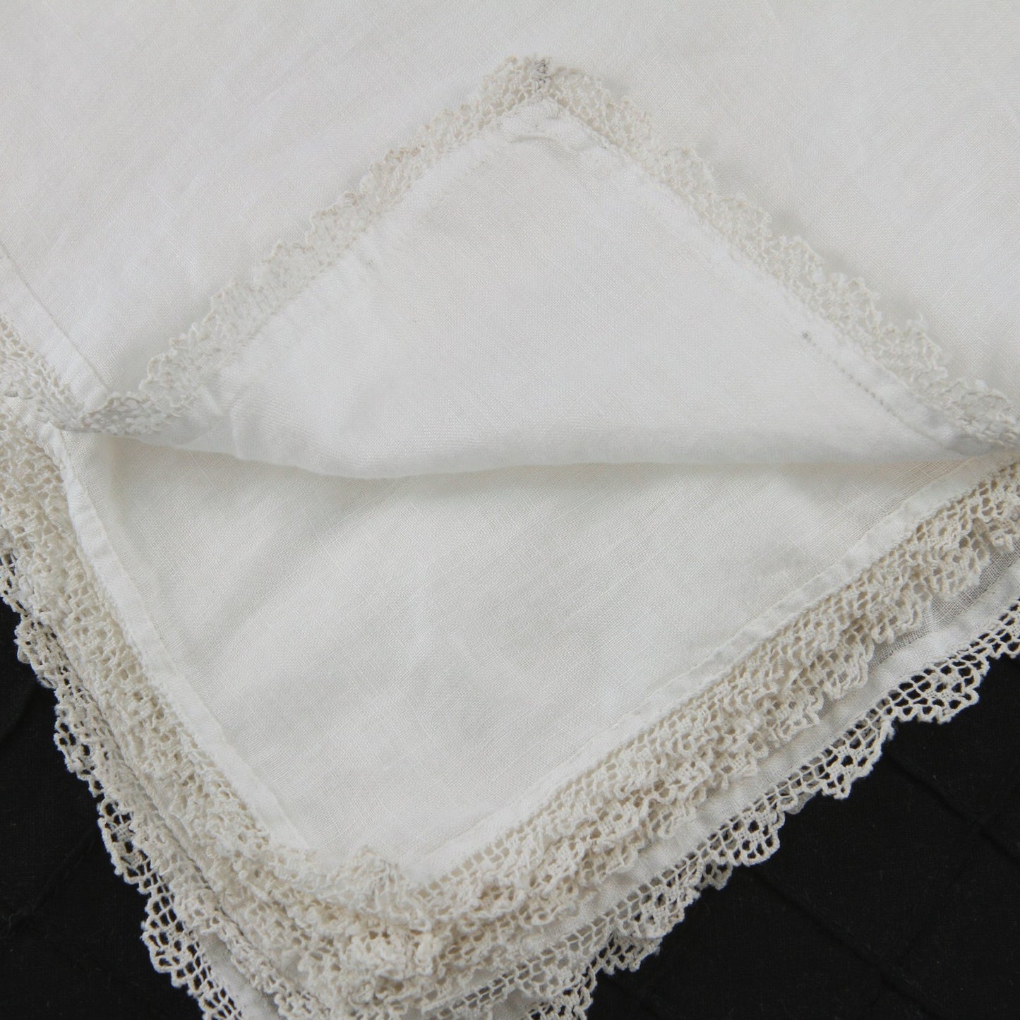 Vintage Nine 9 Fine Linen Hand Made Off White Napkins Made Lace 11 1/2" Square