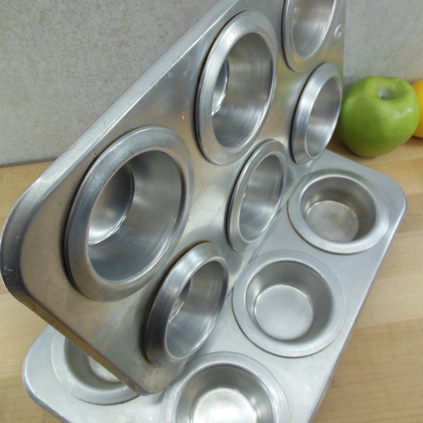 REMA USA Pair Insulated AirBake Aluminum 6 Hole Muffin Cupcake Pans 1" cup