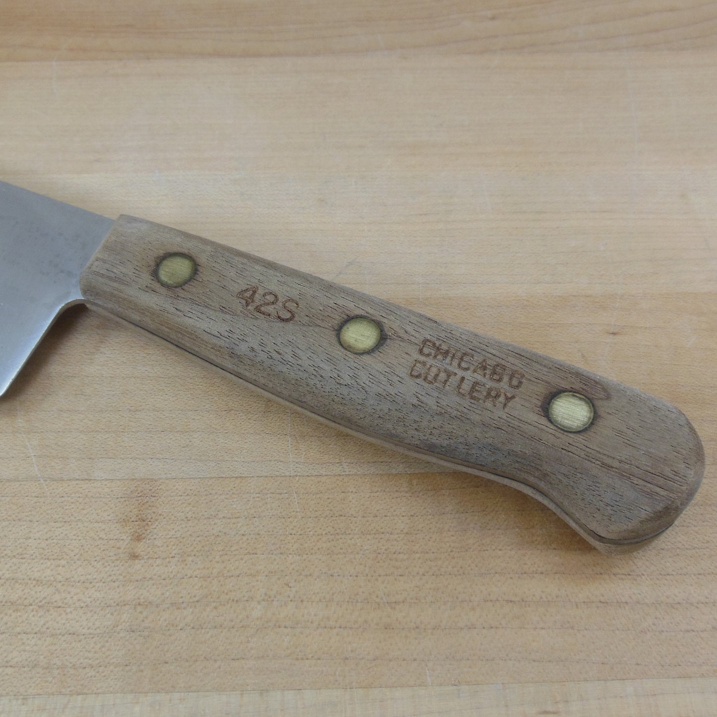 Chicago Cutlery USA 42S Chef 8" Knife - Walnut Handle Stainless Steel vintage