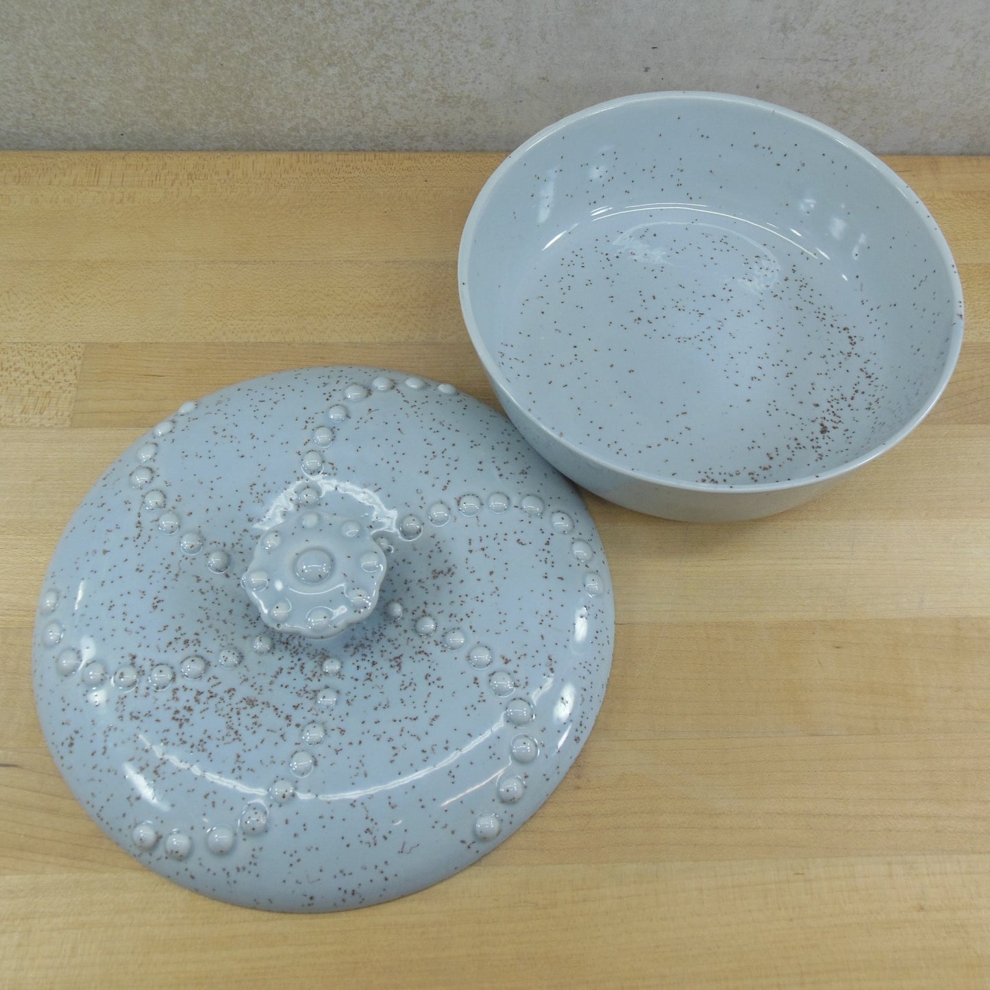 Wm. Frasier California Pottery Lazy Susan Relish Appetizer Server 201 - Blue Covered Bowl Vintage