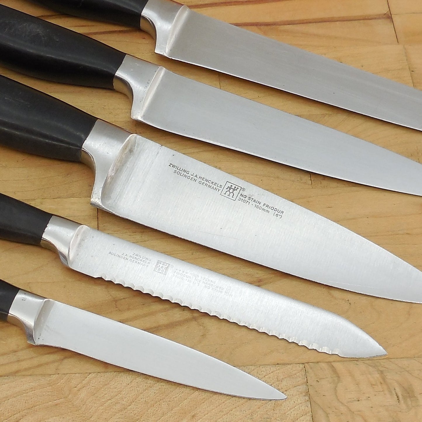 J.A. Henckels Solingen Germany 5 Knife Lot Chef Paring Slicing 31070 Series chef paring slicing boning
