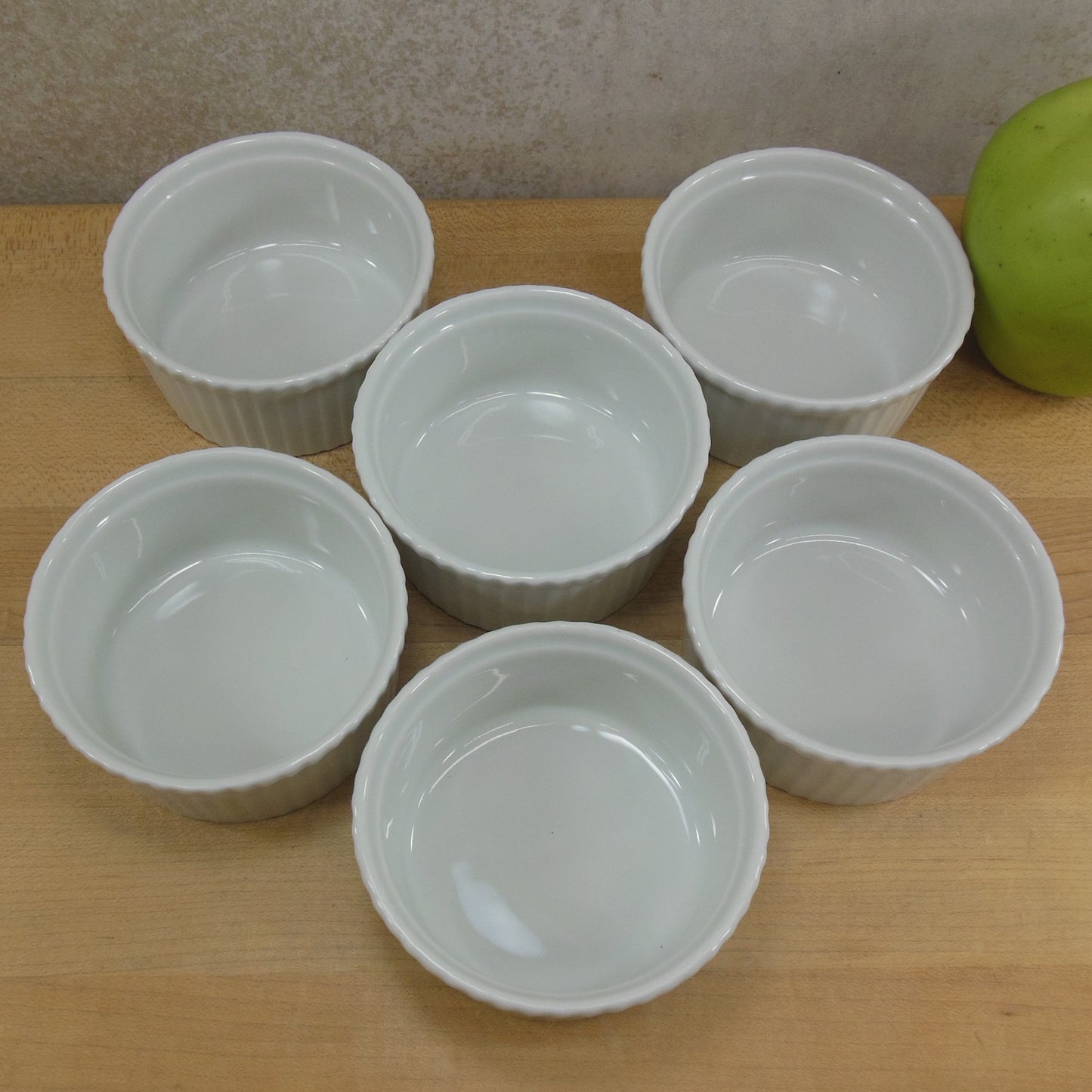 Apilco France Classic Whiteware Ribbed Large Ramekin 6 Set - Unused #1