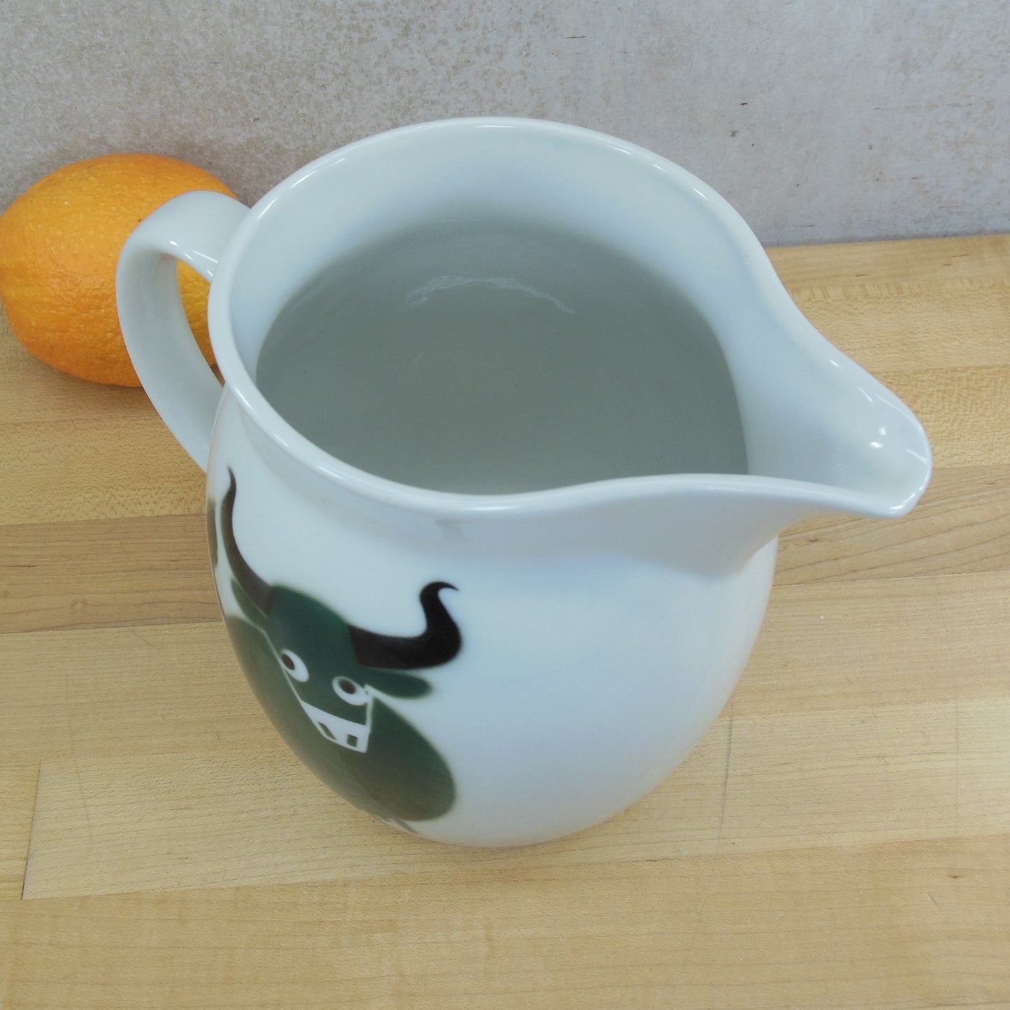 Arabia Finland Fra Franck Green Cow Pitcher 6.25" Vintage MCM