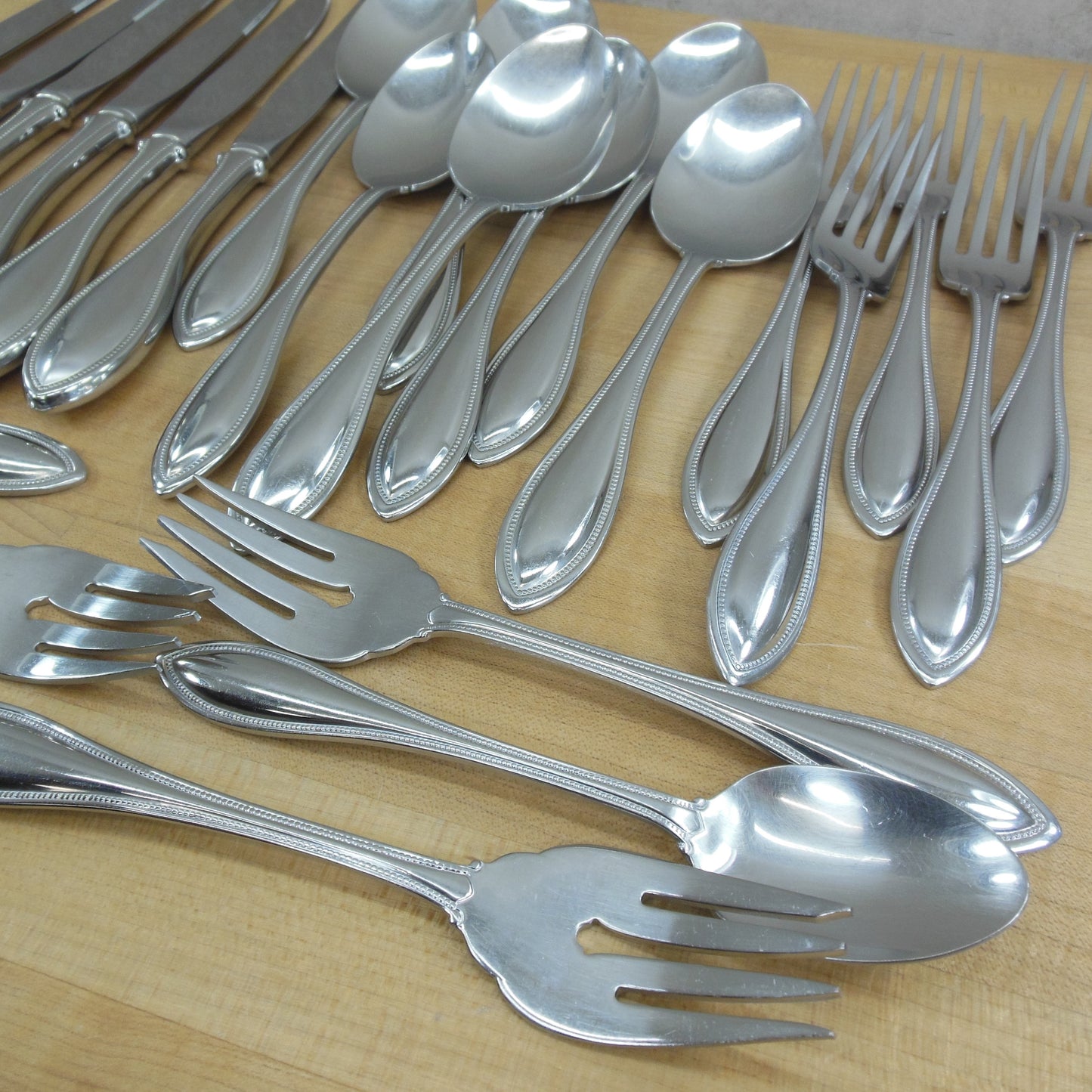 Oneida USA Stainless Arbor American Harmony Beaded Flatware - 24 Lot Spoons Forks