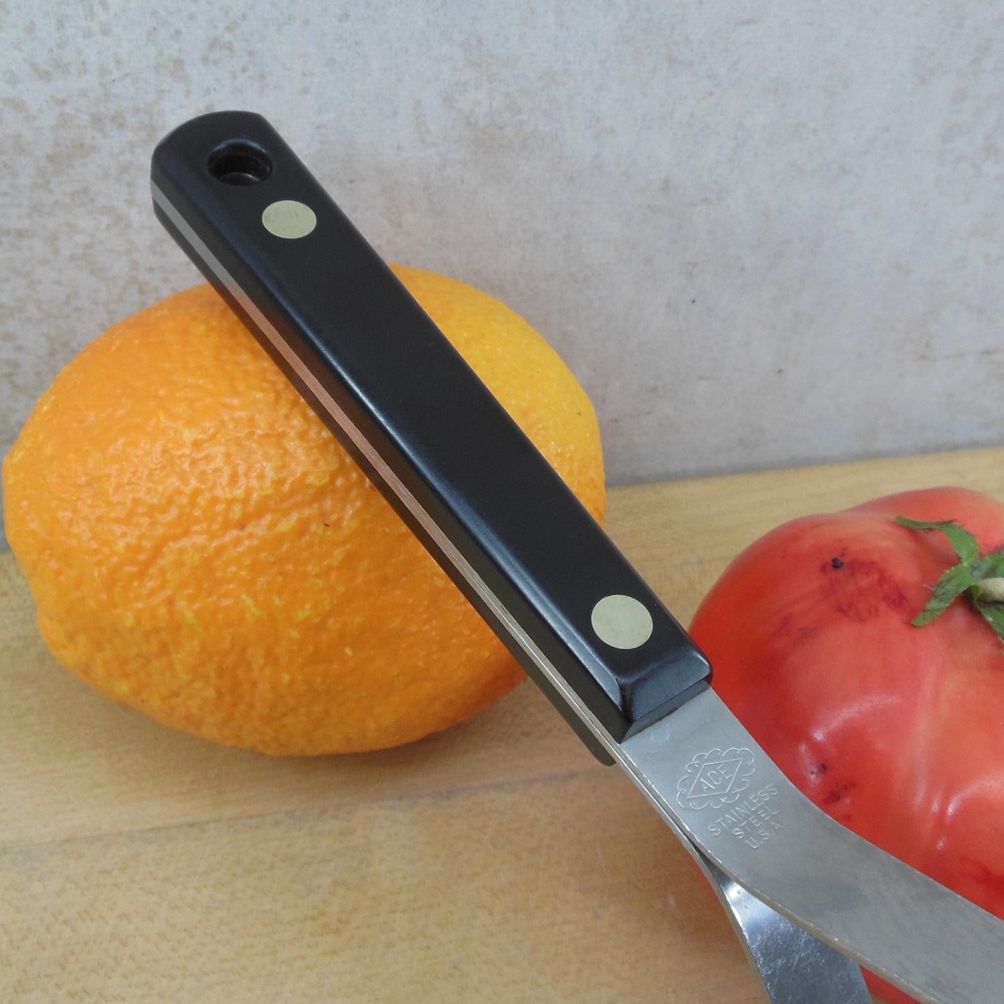 Ace USA Stainless Potato Vegetable Masher - Black Handle vintage