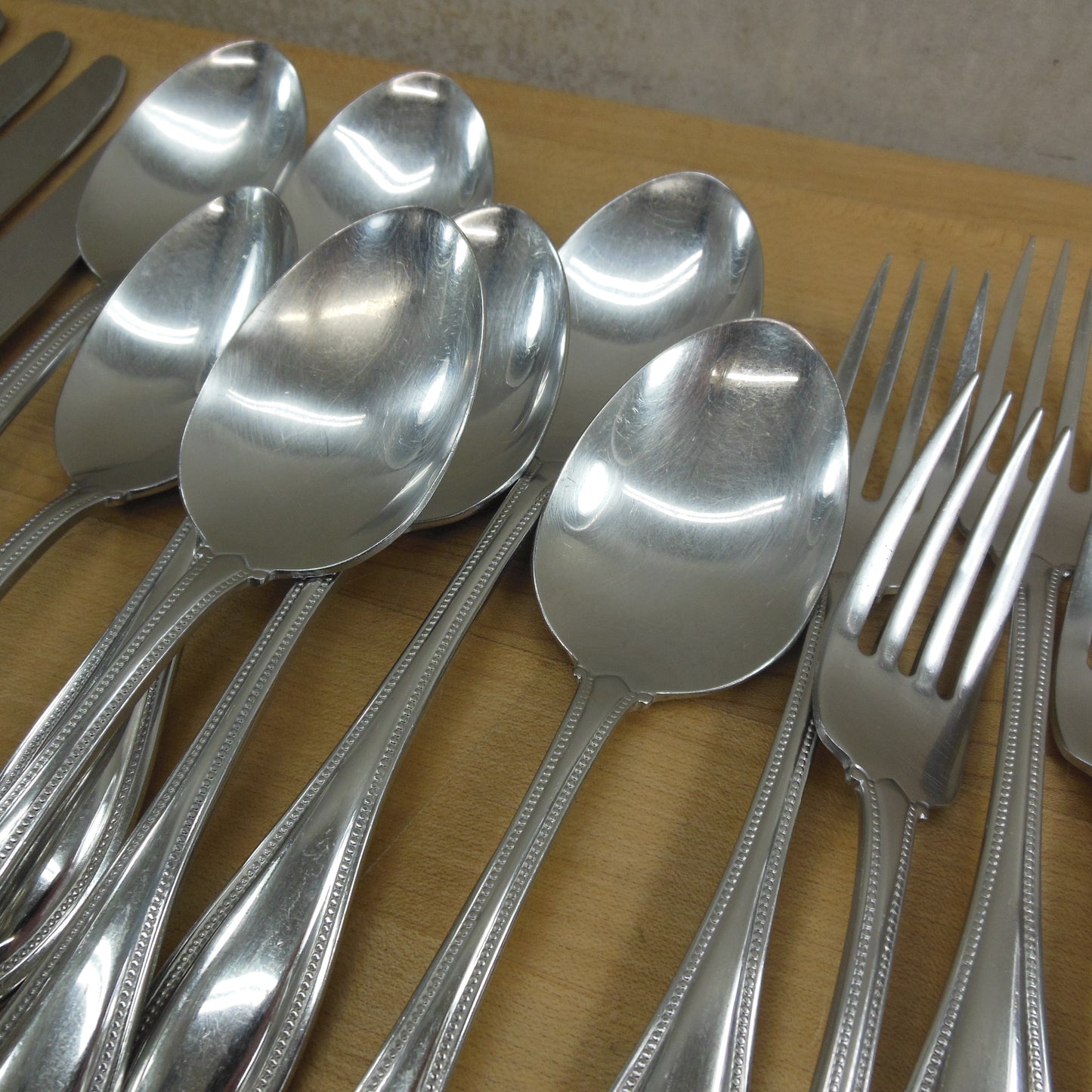 Oneida USA Stainless Arbor American Harmony Beaded Flatware - 24 Lot used vintage