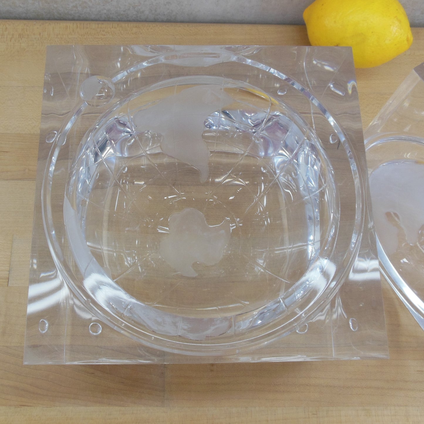 Albrizzi Lucite Acrylic Ice Bucket World Globe Earth Moon interior