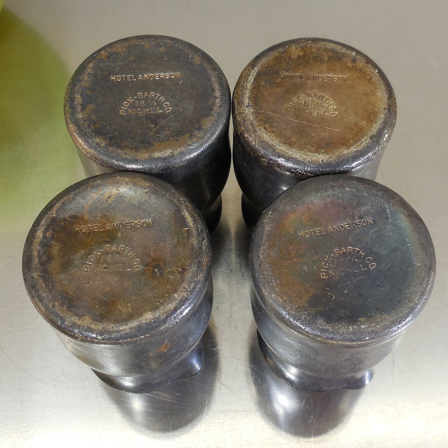 Pick-Barth Co. Hotel Anderson 18% NIckel Silverplate Creamer Lot of 4 maker mark