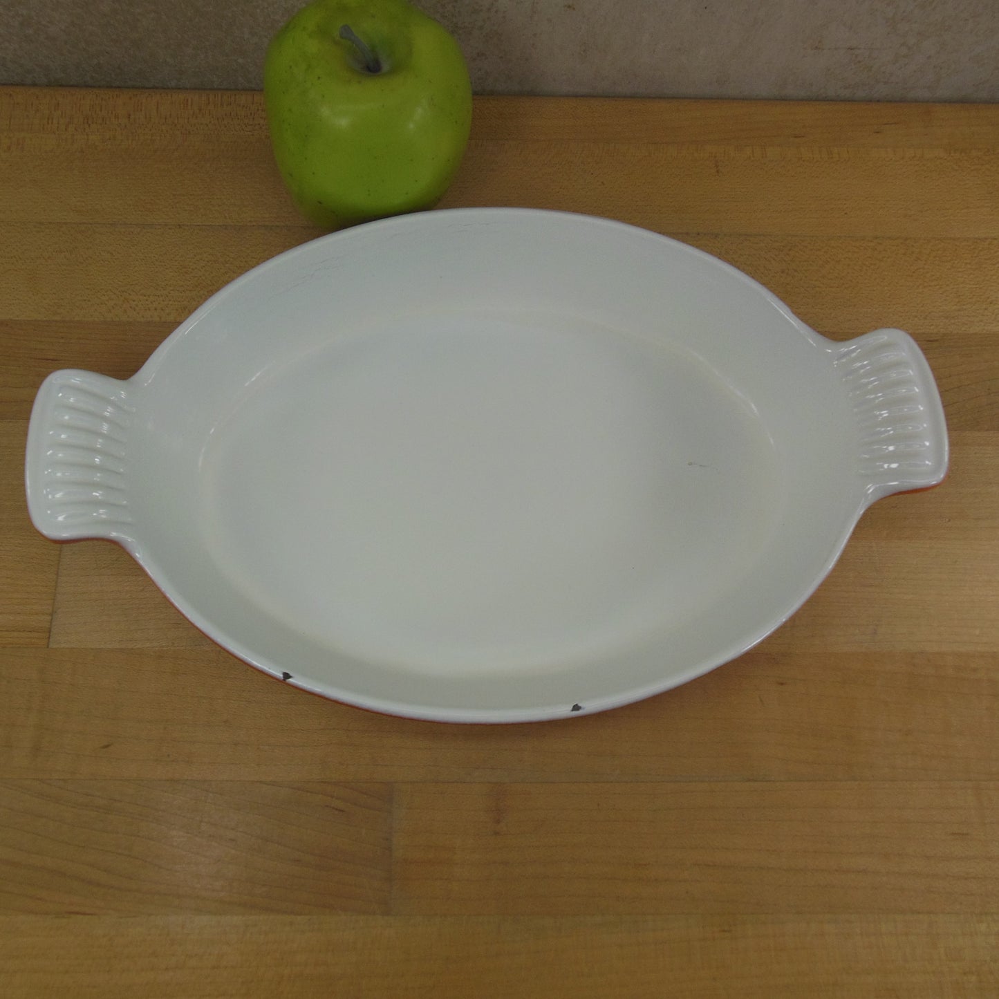 Unbranded Flame Orange Enamel Cast Iron Au Gratin Pan Vintage