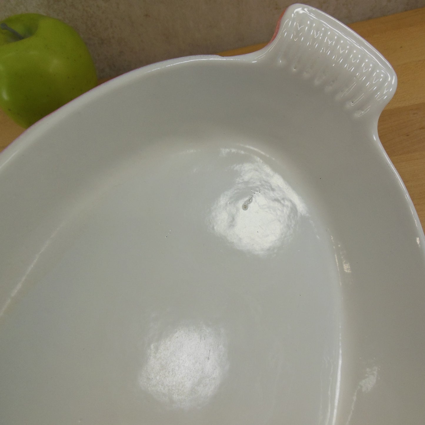 Unbranded Flame Orange Enamel Cast Iron Au Gratin Pan White Interior