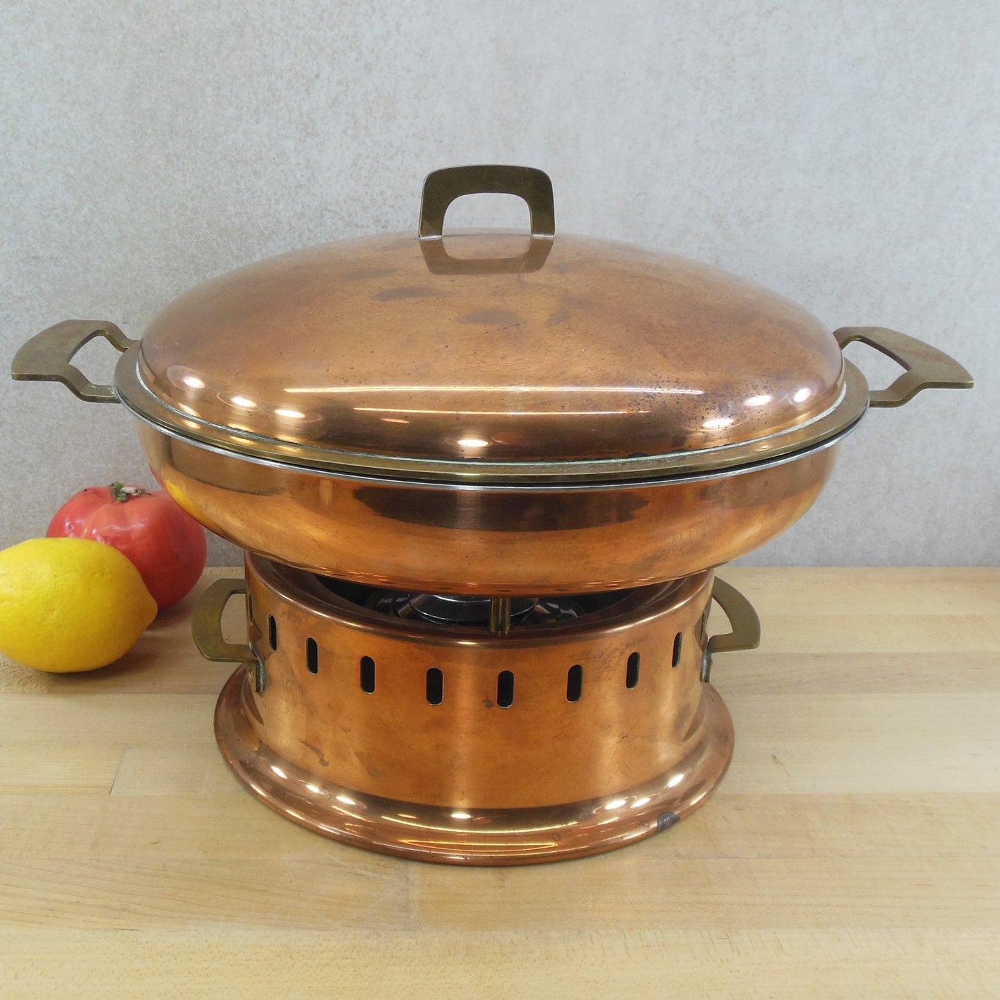 Balzano Italy Copper Brass Flambe Chafing Set Modernist