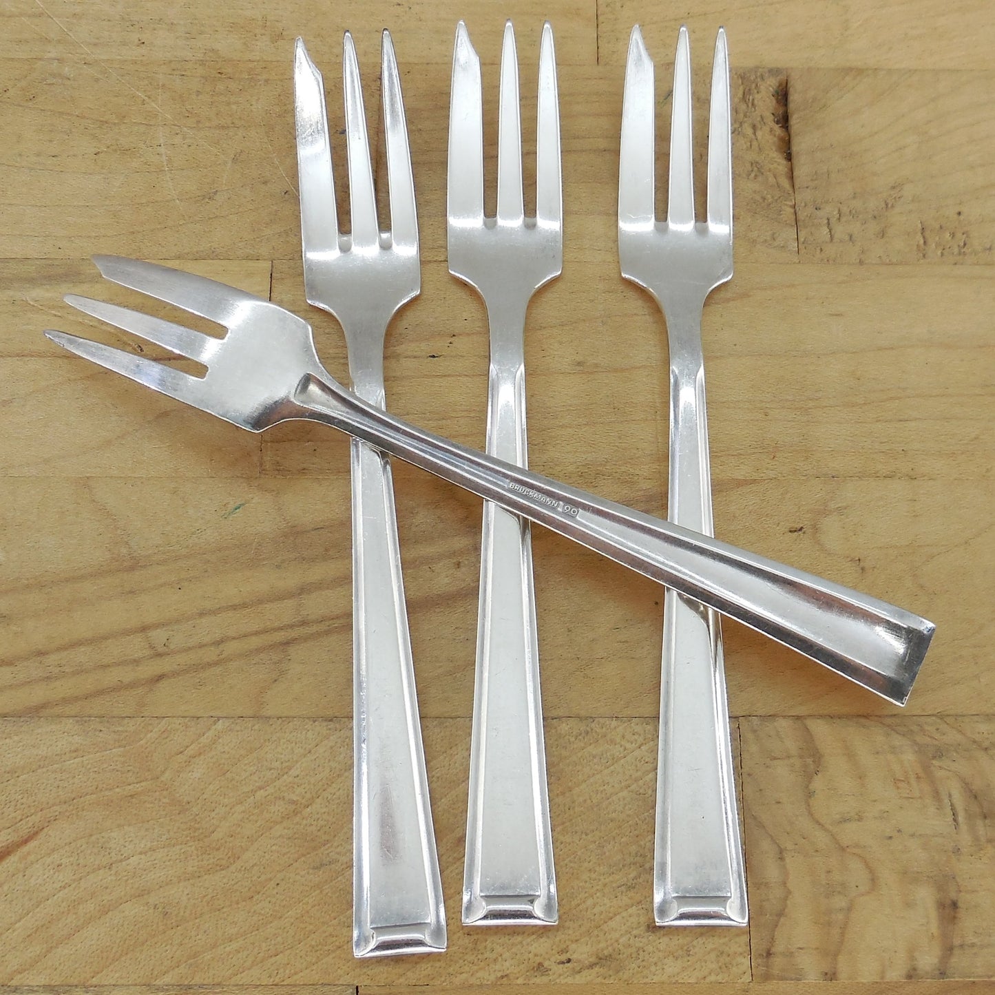 Bruckmann & Sohne Germany BMN24 Silverplate Flatware - 4 Set Salad Dessert Forks used vintage