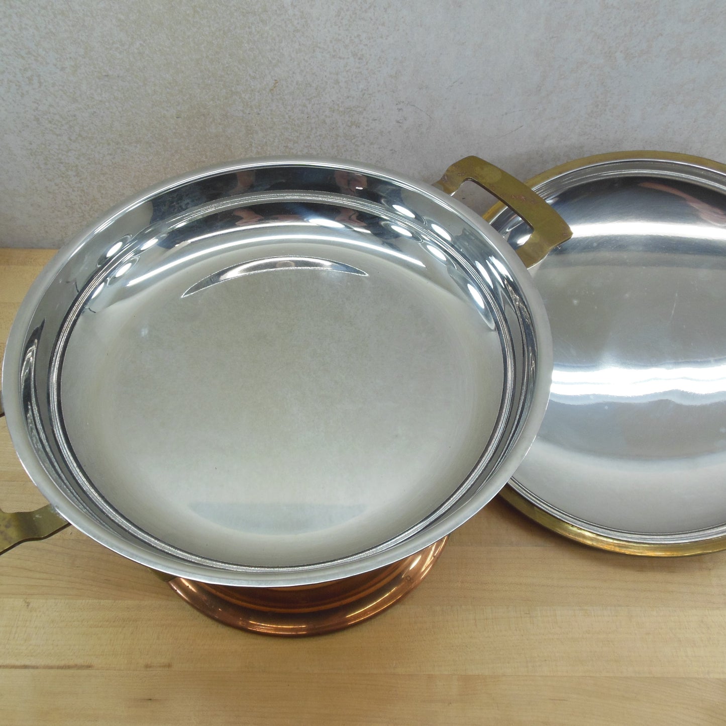 Balzano Italy Copper Brass Flambe Chafing Set Modernist used