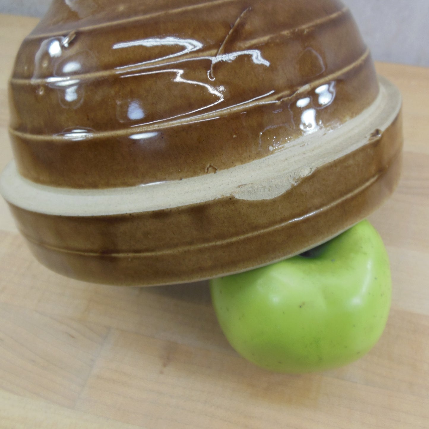 Unbranded Ringed USA Stoneware Pottery Mixing Bowl Brown 8" 8 IN. used