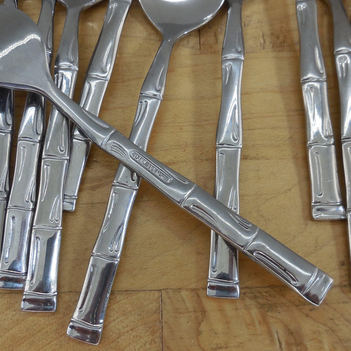 Sunshine Korea Royal Suprema Bamboo Stainless Flatware 33 Lot Unbranded