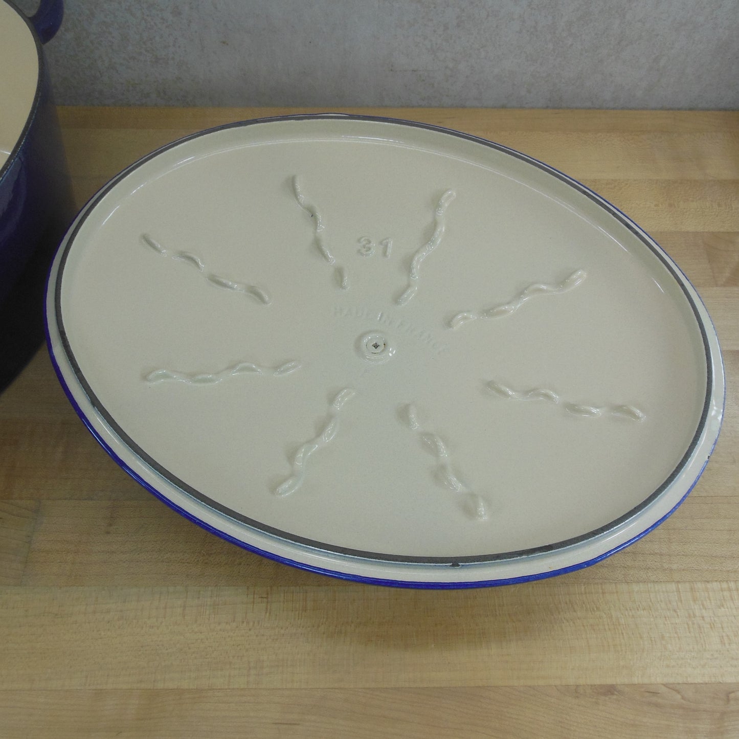 Unbranded France Nomar Staub Oval Roaster Pot Metallic Blue Cast Iron 31 Drip baste Lid