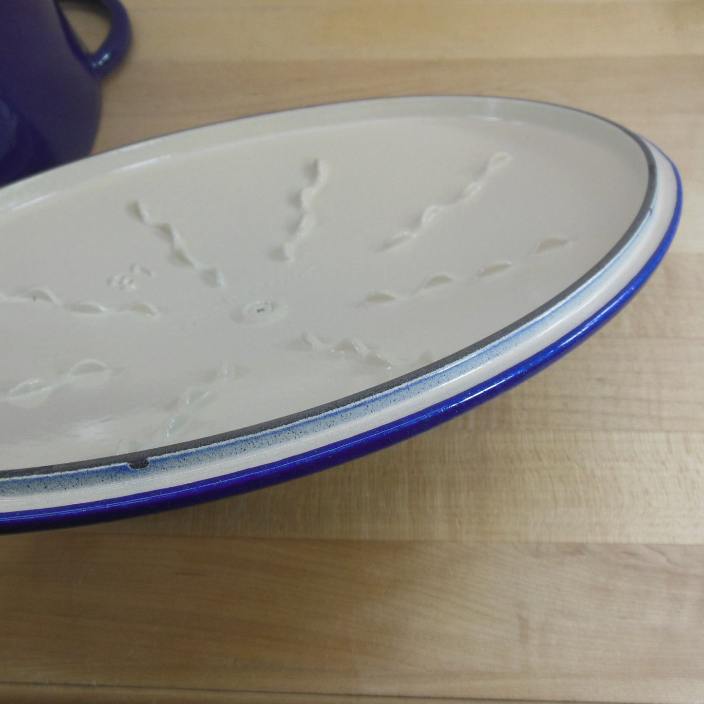 Unbranded France Nomar Staub Oval Roaster Pot Metallic Blue Cast Iron 31 Rim
