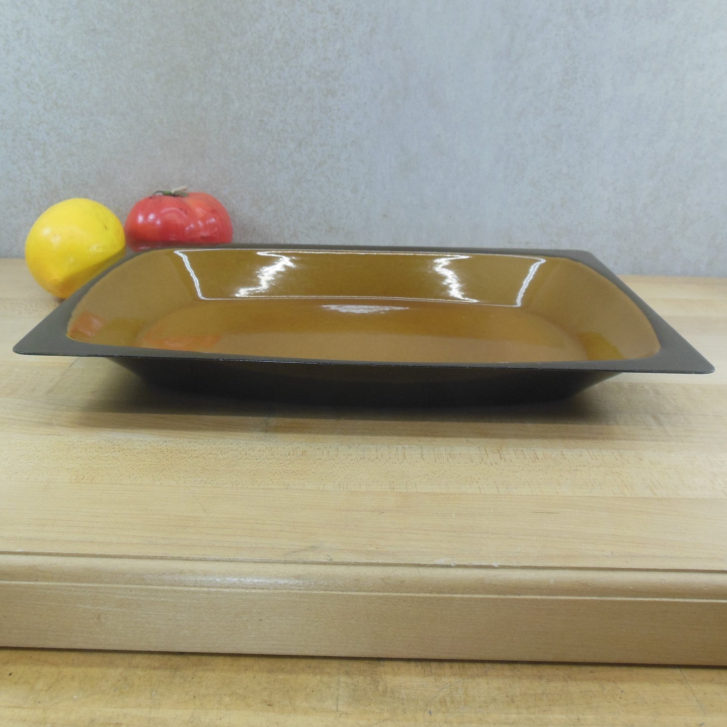 Unbranded Rectangular Brown Gold Roasting Baking Pan Mid Century Vintage