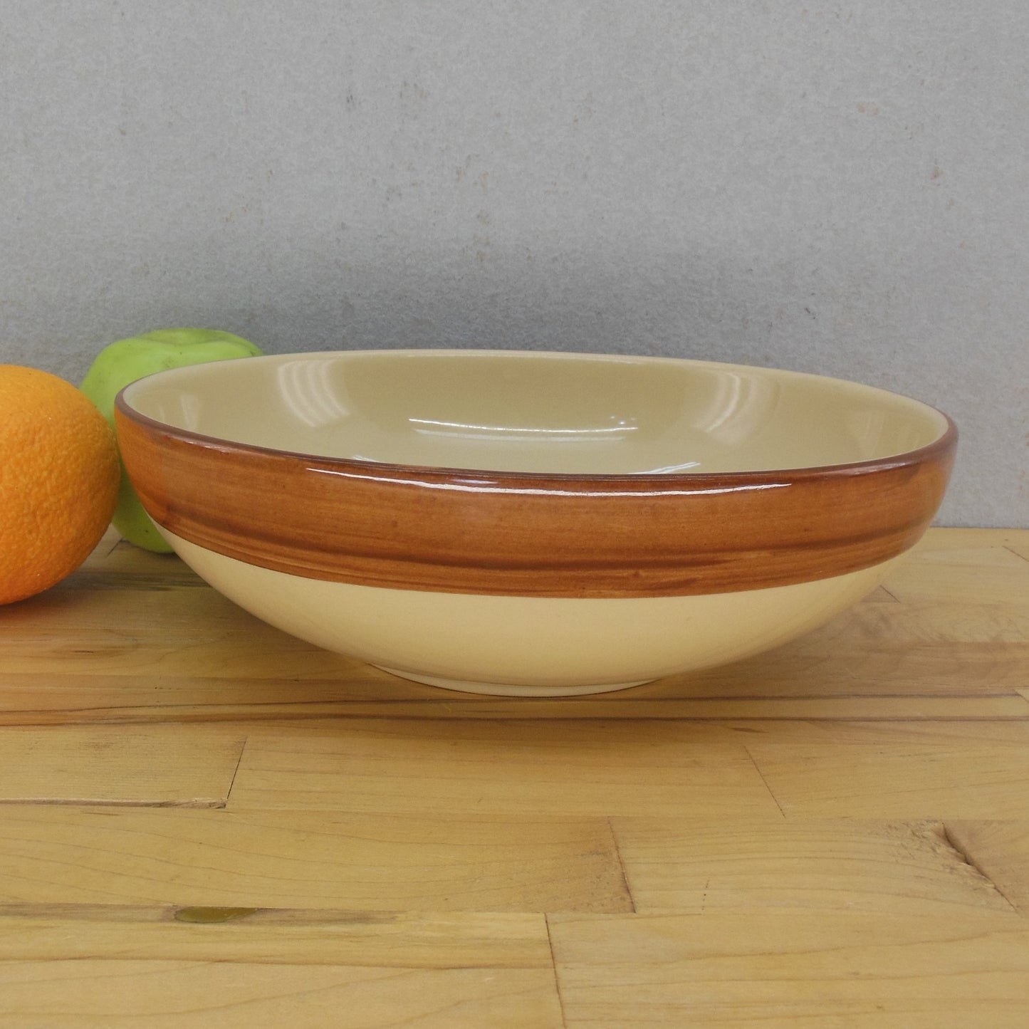 Shenango Pottery Inca Ware Brown Band Tan Serving Bowl