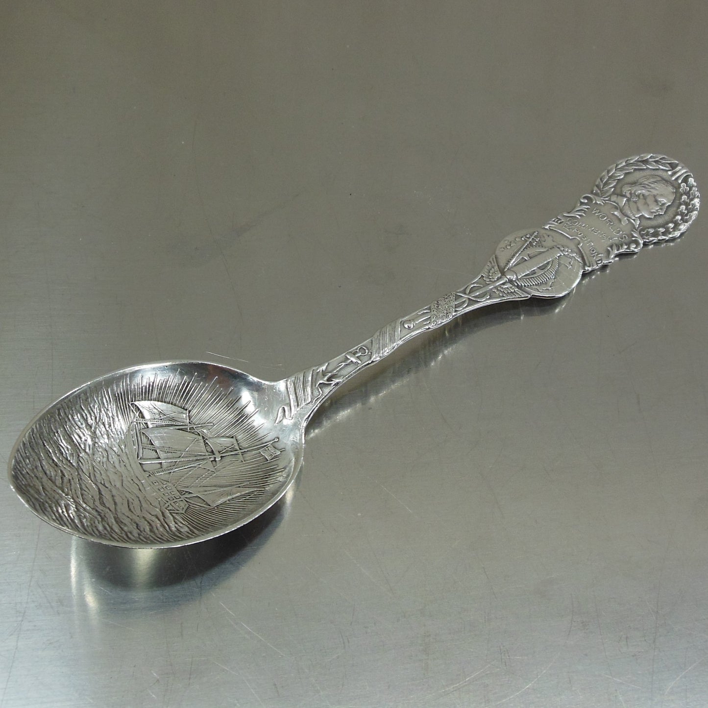 Sterling Silver Souvenir Spoon - 1893 World Columbian Exposition Ship