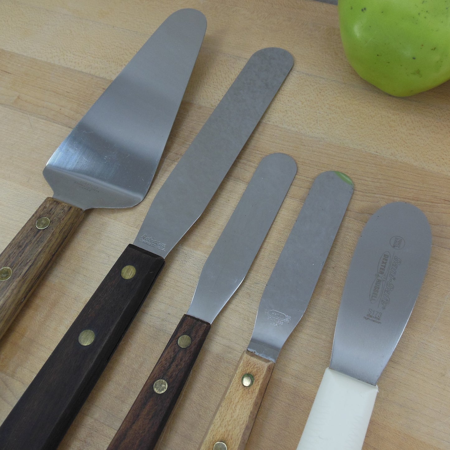 Baking Utensils 5 Lot Baker Spatula Cake Server Capco Robinson Dexter Ekco Stainless Wood Handle