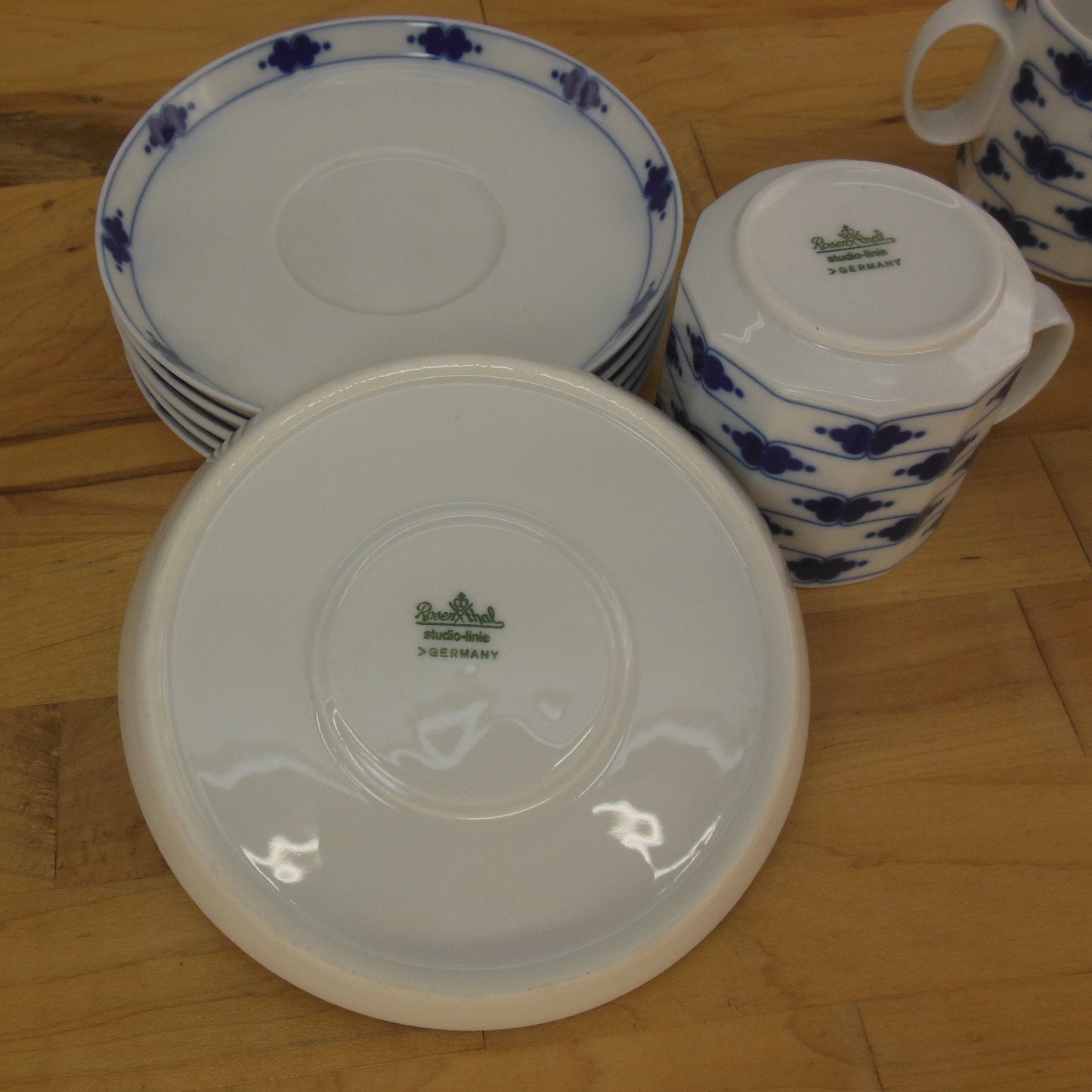 Rosenthal Studio Line Tapio Wirkkala Corinth Coffee Pot & 6 Demitasse Cup Saucers Maker Mark