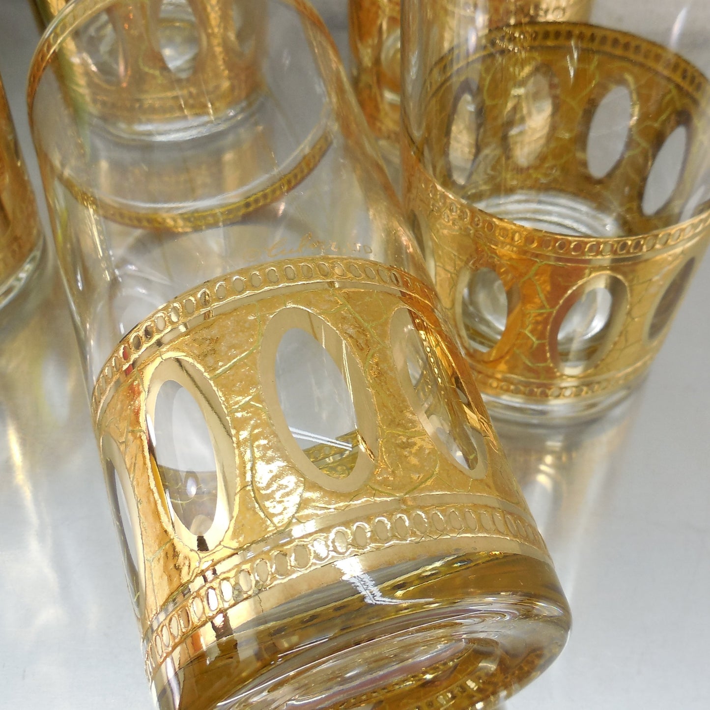 Culver Antigua 22K Gold Highball Drink Glass Tumblers - 5 Set Barware