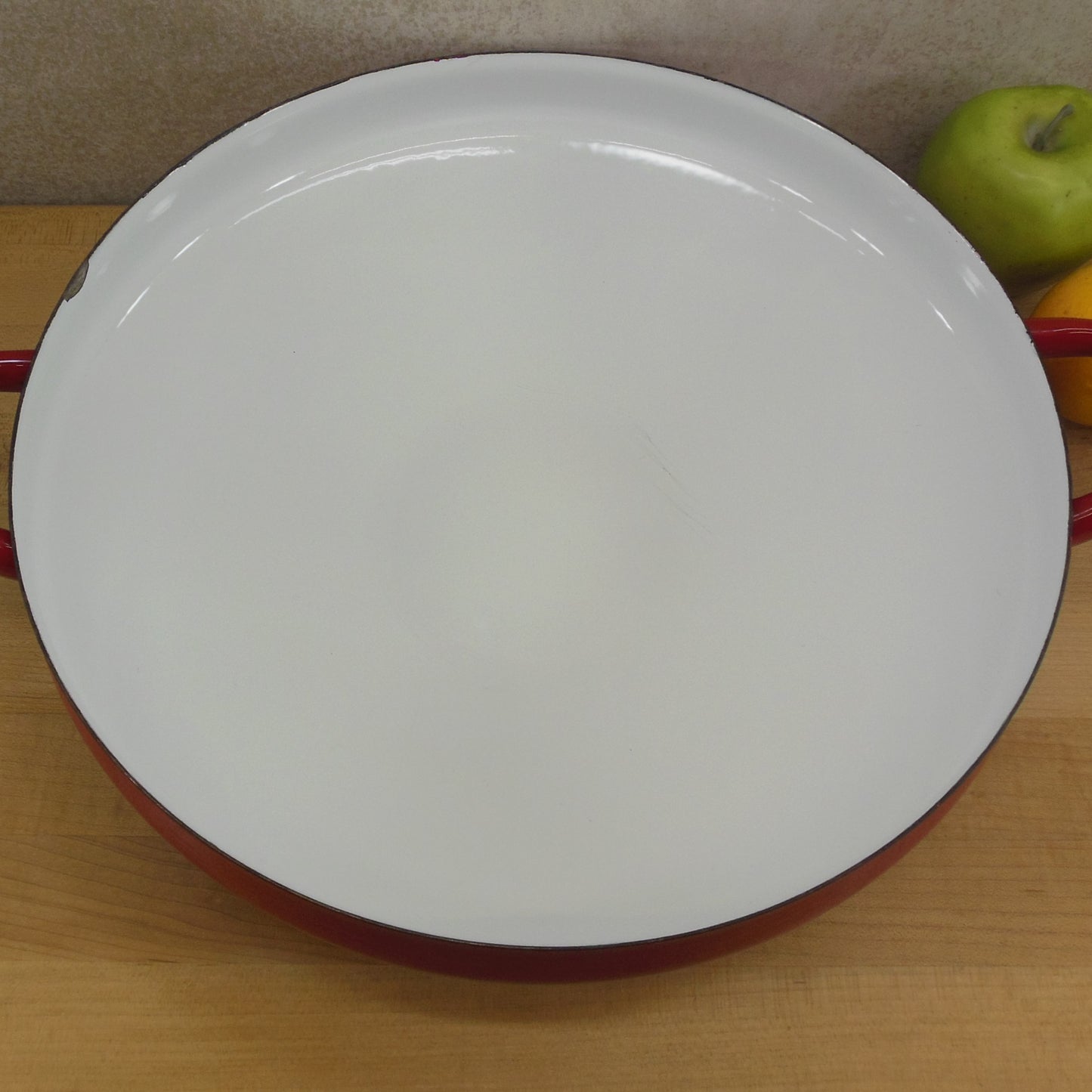 Dansk Indonesia Red White JHQ Enamelware Large Casserole Buffet Pan Vintage