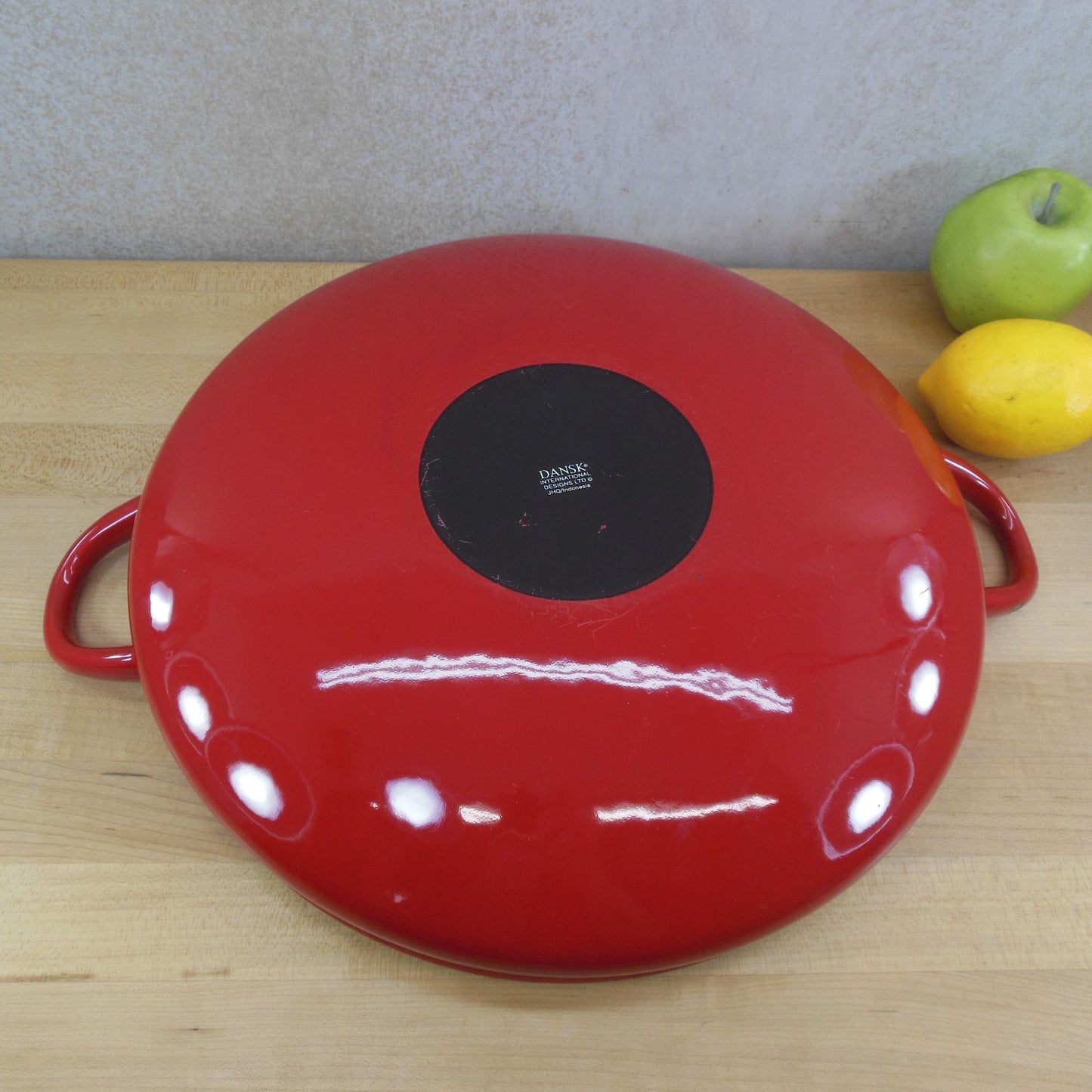 Dansk Indonesia Red White JHQ Enamelware Large Casserole Buffet Pan Bottom
