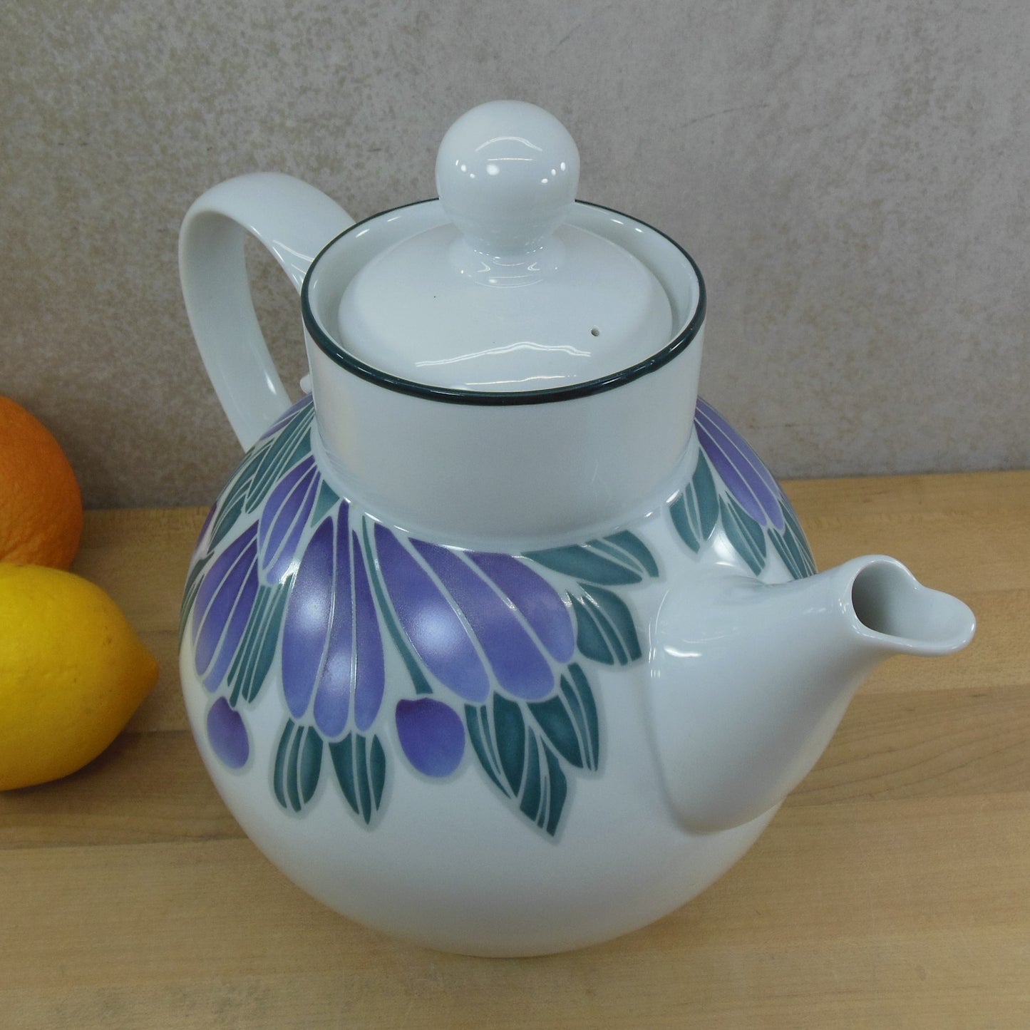 Dansk Eden Portugal Porcelain Coffee Pot Purple Green Floral Vintage
