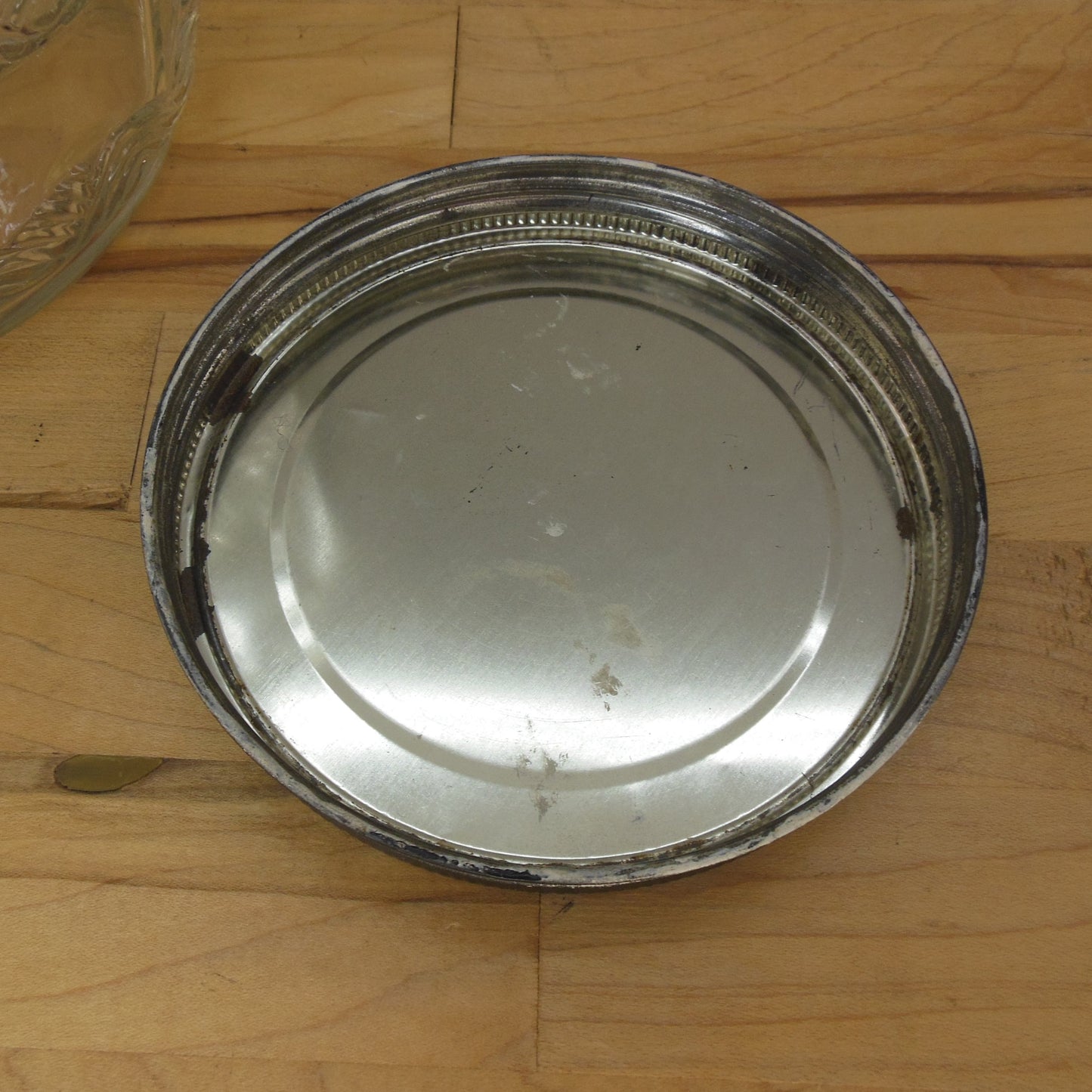 Hoosier Era Glass Barrel Pickle Candy Jar DES PATENT 600 Embossed Used