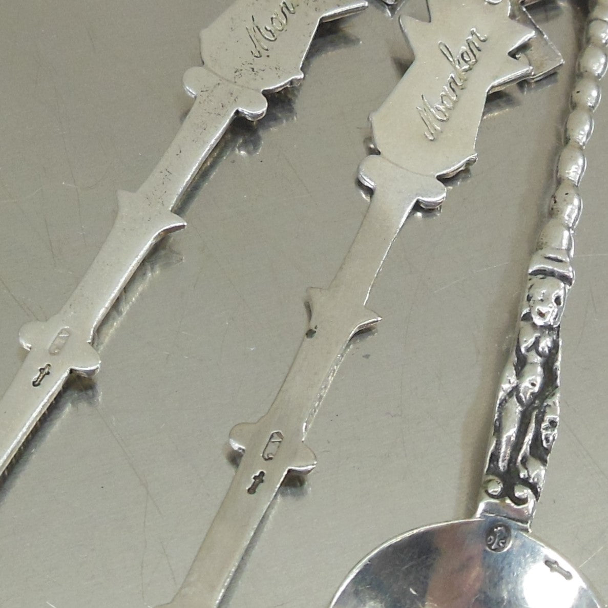 Estate 4 Lot 835 or 925 Silver Souvenir Spoons Spinning Windmill Figural Marken