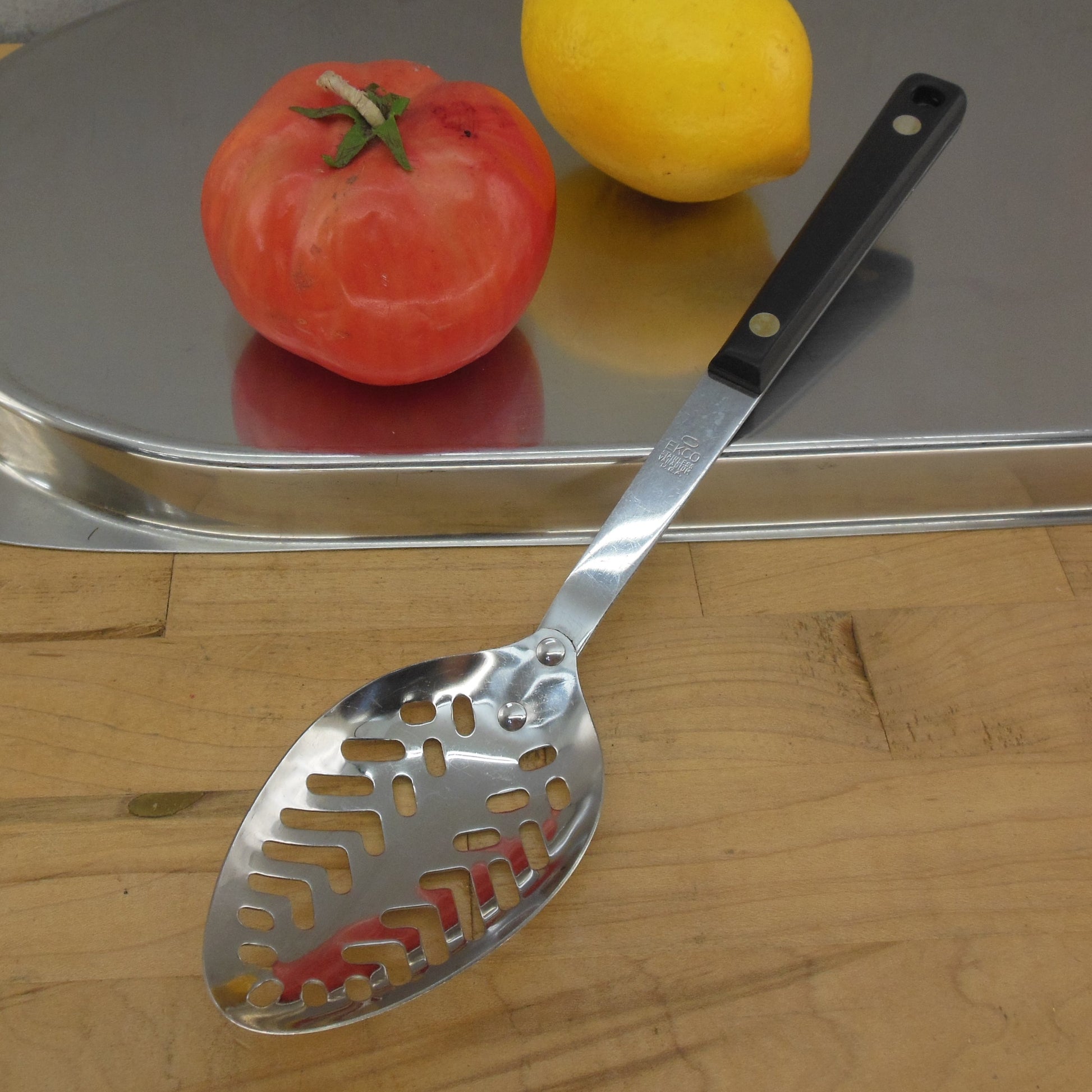 Ekco (Flint) Stainless USA Large Slotted Spoon - Black #1921