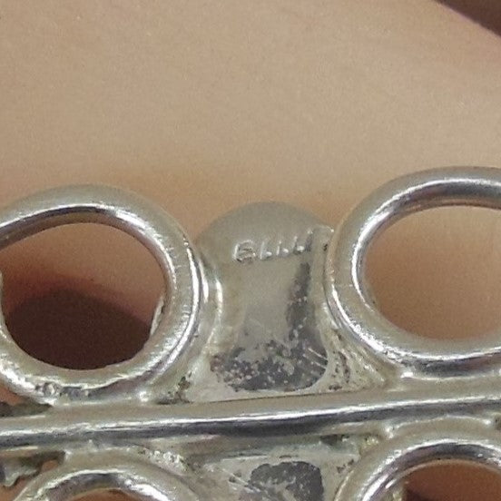 Signed Ellin? Y Native Silver Royston Green Cabochon Cuff Bracelet Navajo
