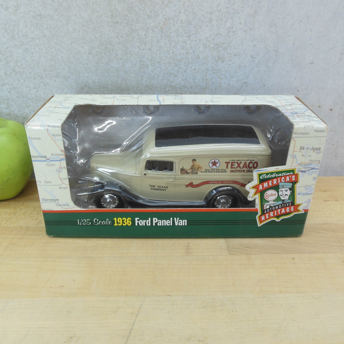 Ertl Pair Texaco Die Cast Vehicles - 1936 Ford Panel Van & 1957 Chevy NOS